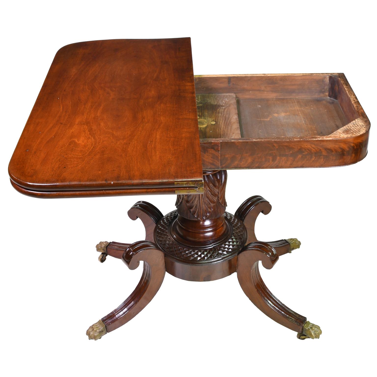American Federal Games/Card Table with Tobacco Leaf Carvings, Baltimore, c. 1820 For Sale 5
