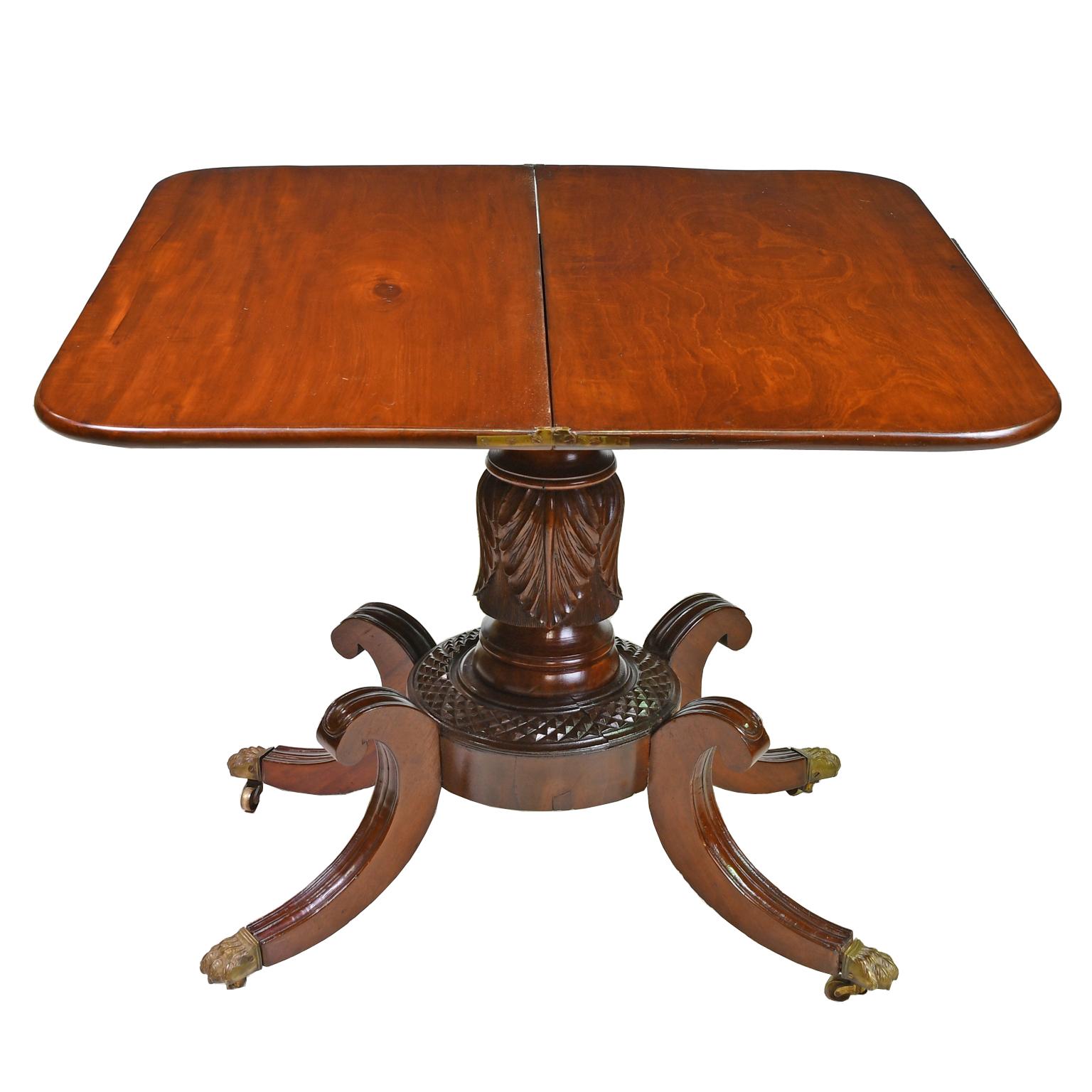 American Federal Games/Card Table with Tobacco Leaf Carvings, Baltimore, c. 1820 For Sale 1