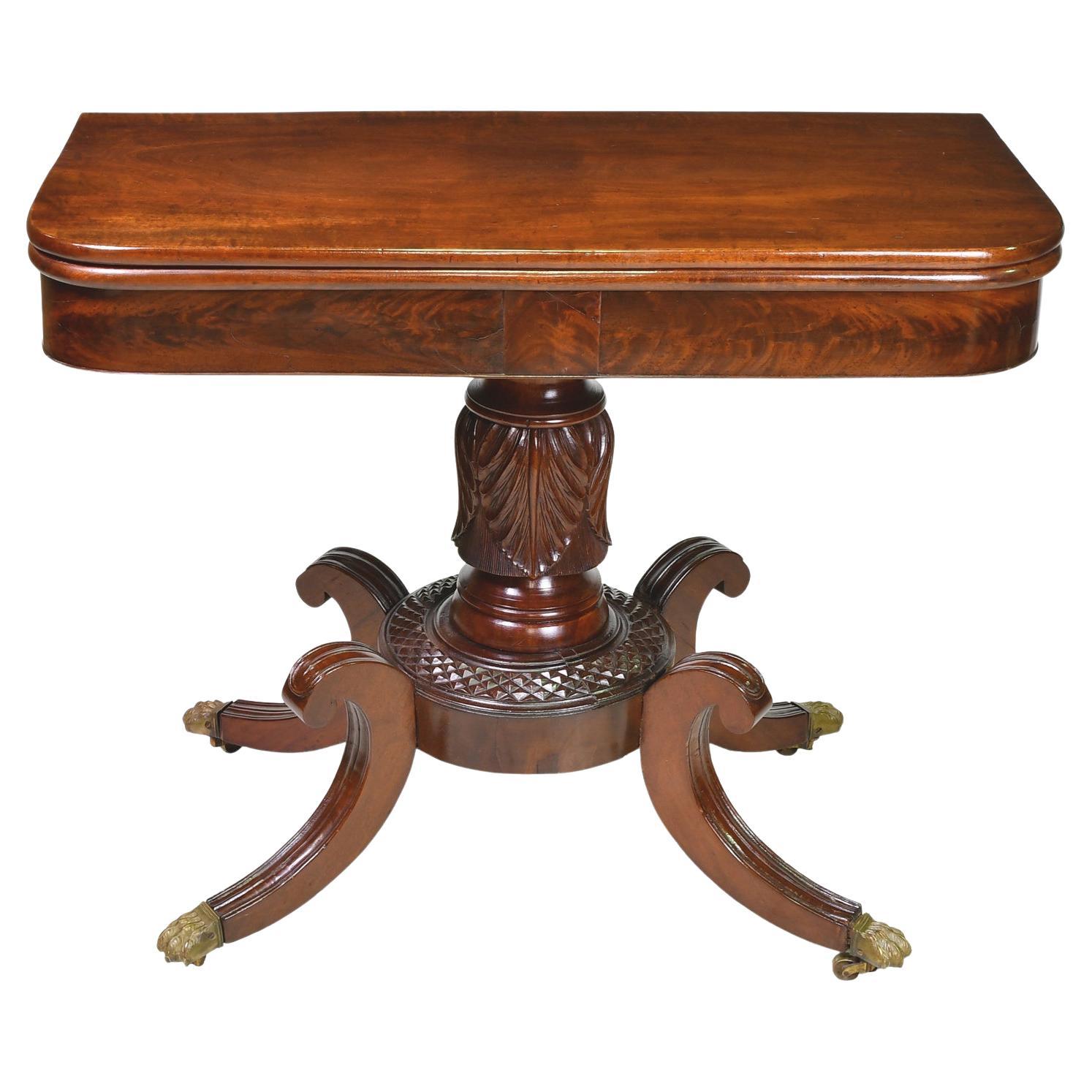 American Federal Games/Card Table with Tobacco Leaf Carvings, Baltimore, c. 1820 For Sale