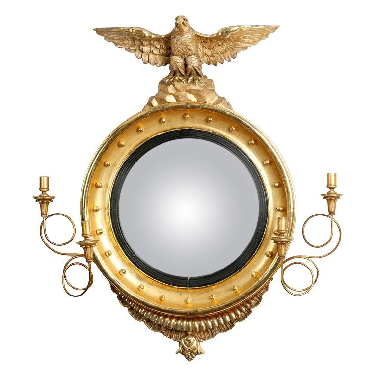 American Federal Gilt Convex Mirror For Sale