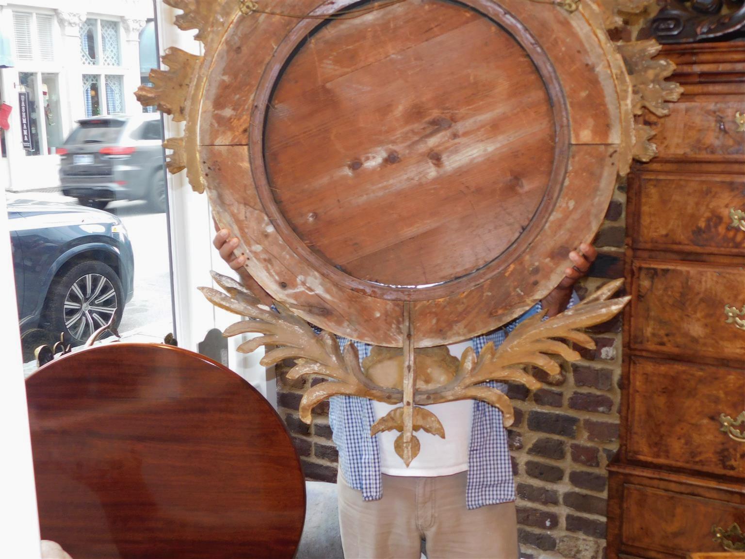 American Federal Gilt Eagle Convex Mirror with Acanthus & Shell Pendant, C. 1810 For Sale 3