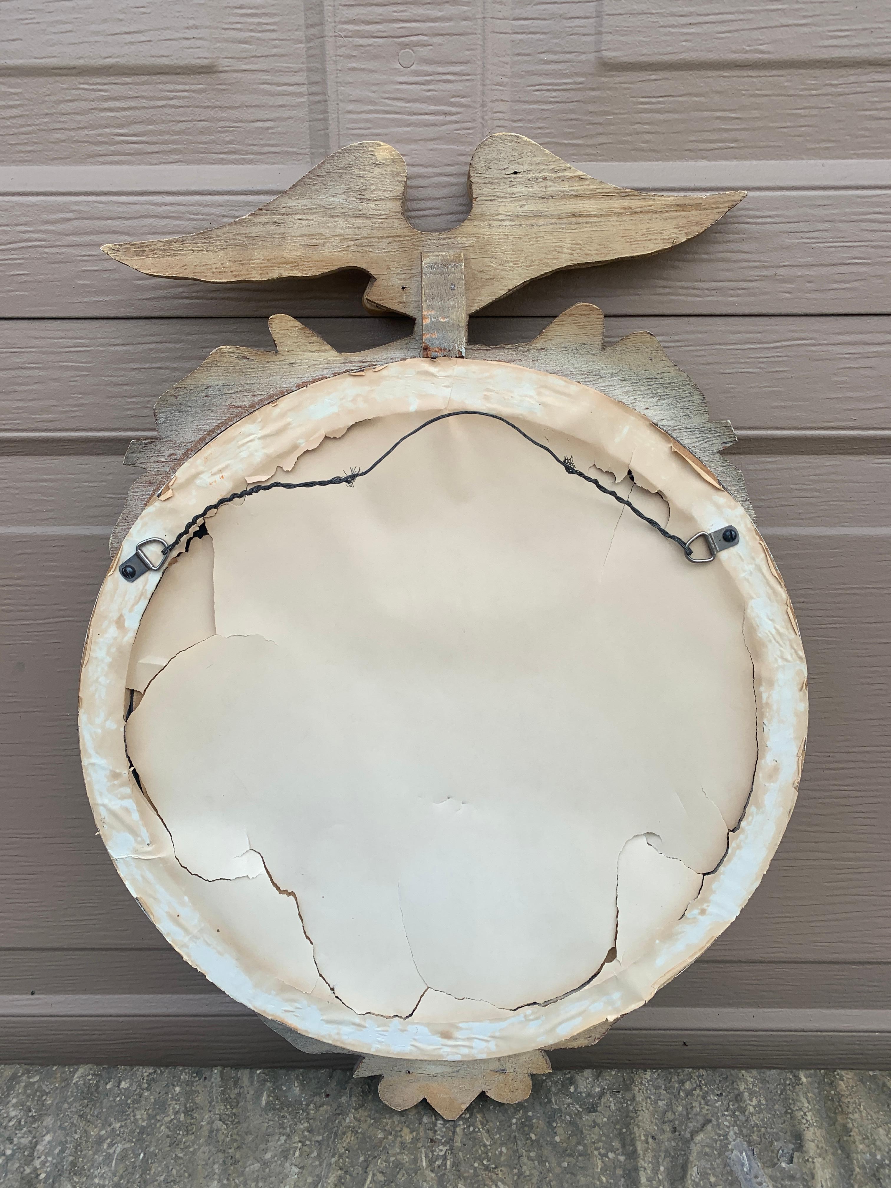 Amerikanische Federal Giltwood und Creme gemalt Eagle Bullseye konvexe Spiegel im Angebot 6