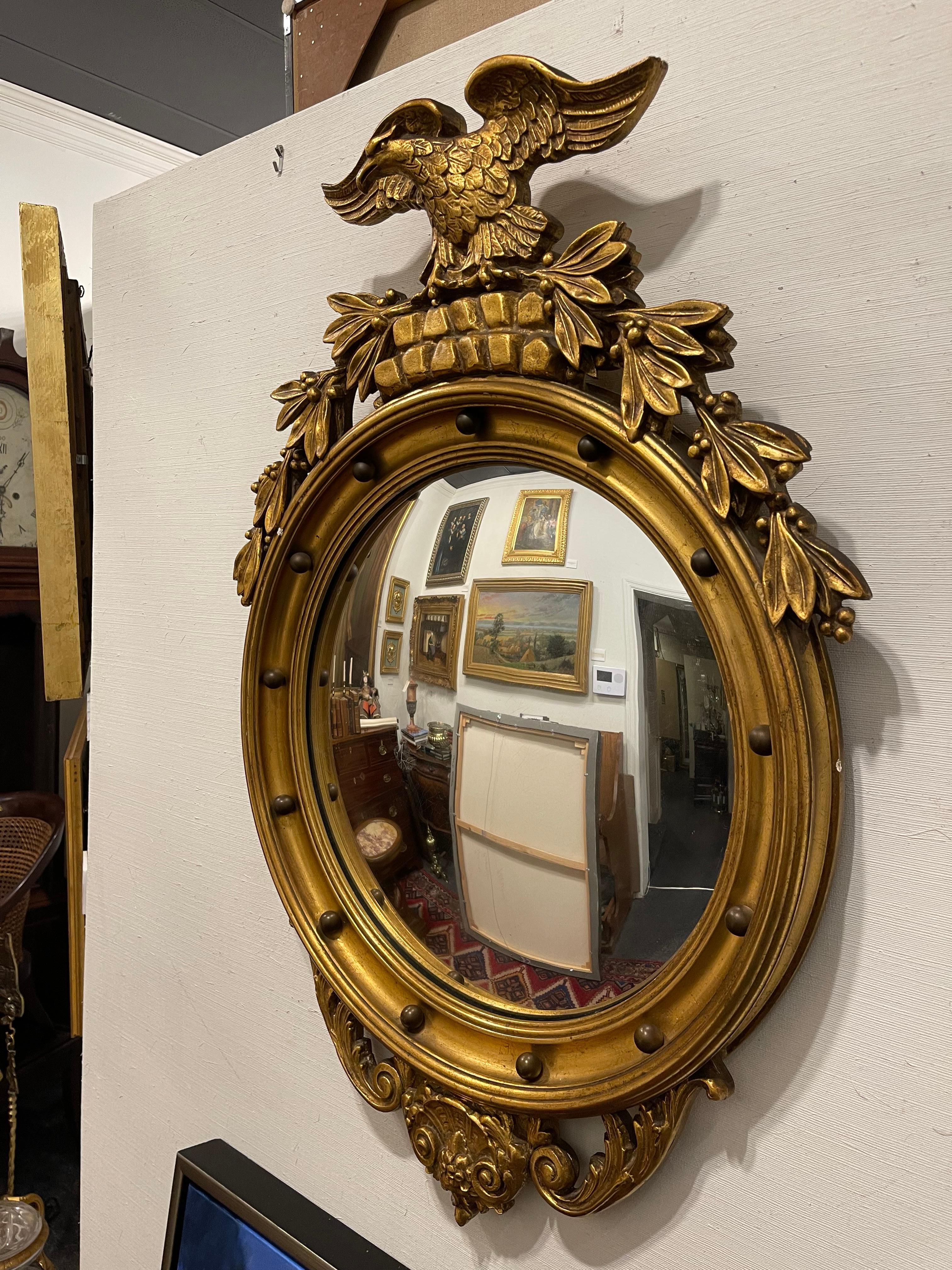 American Federal Giltwood Eagle Bullseye Convex Mirror, 20th Century 4
