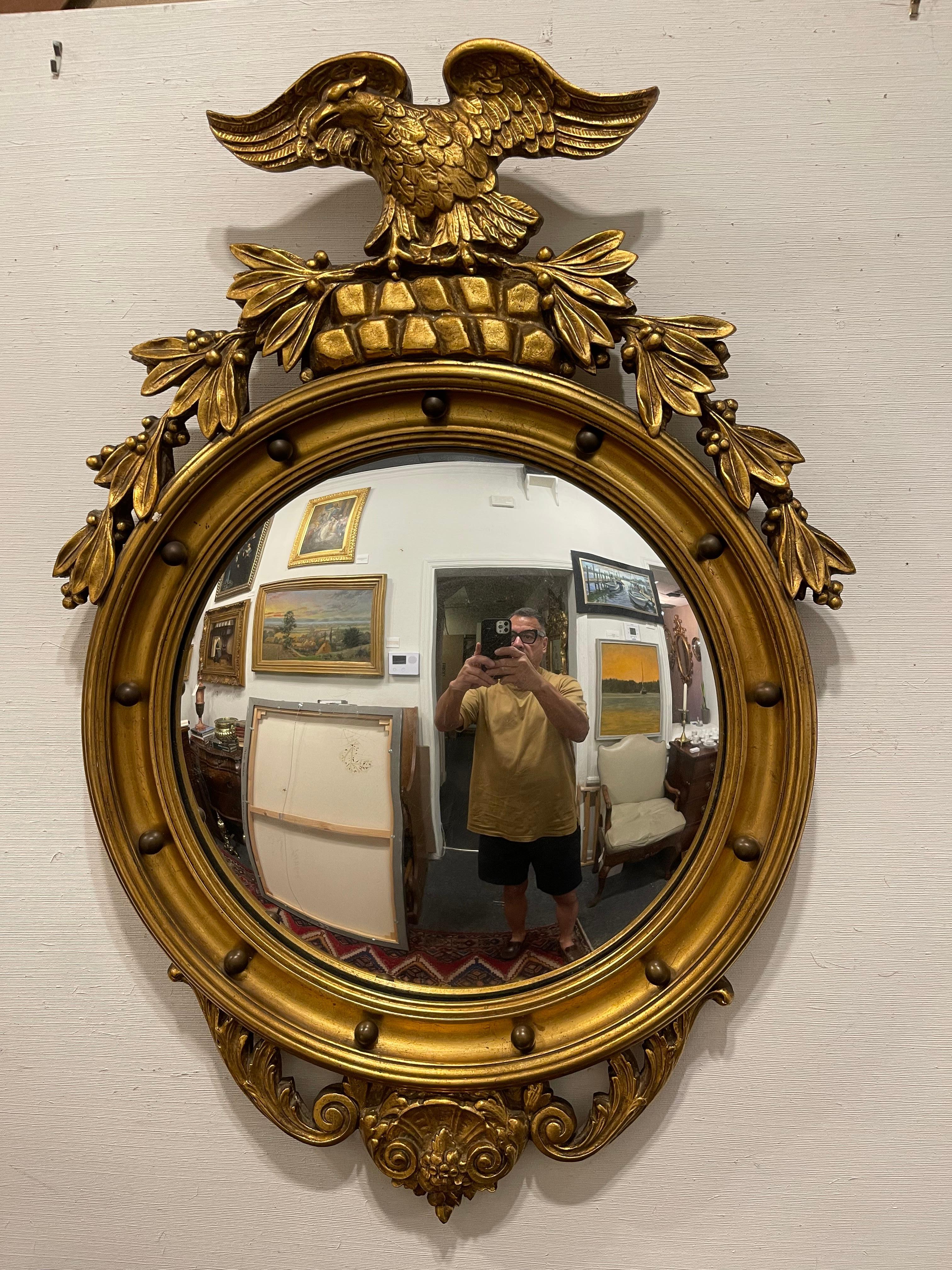 American Federal Giltwood Eagle Bullseye Convex Mirror, 20th Century 6