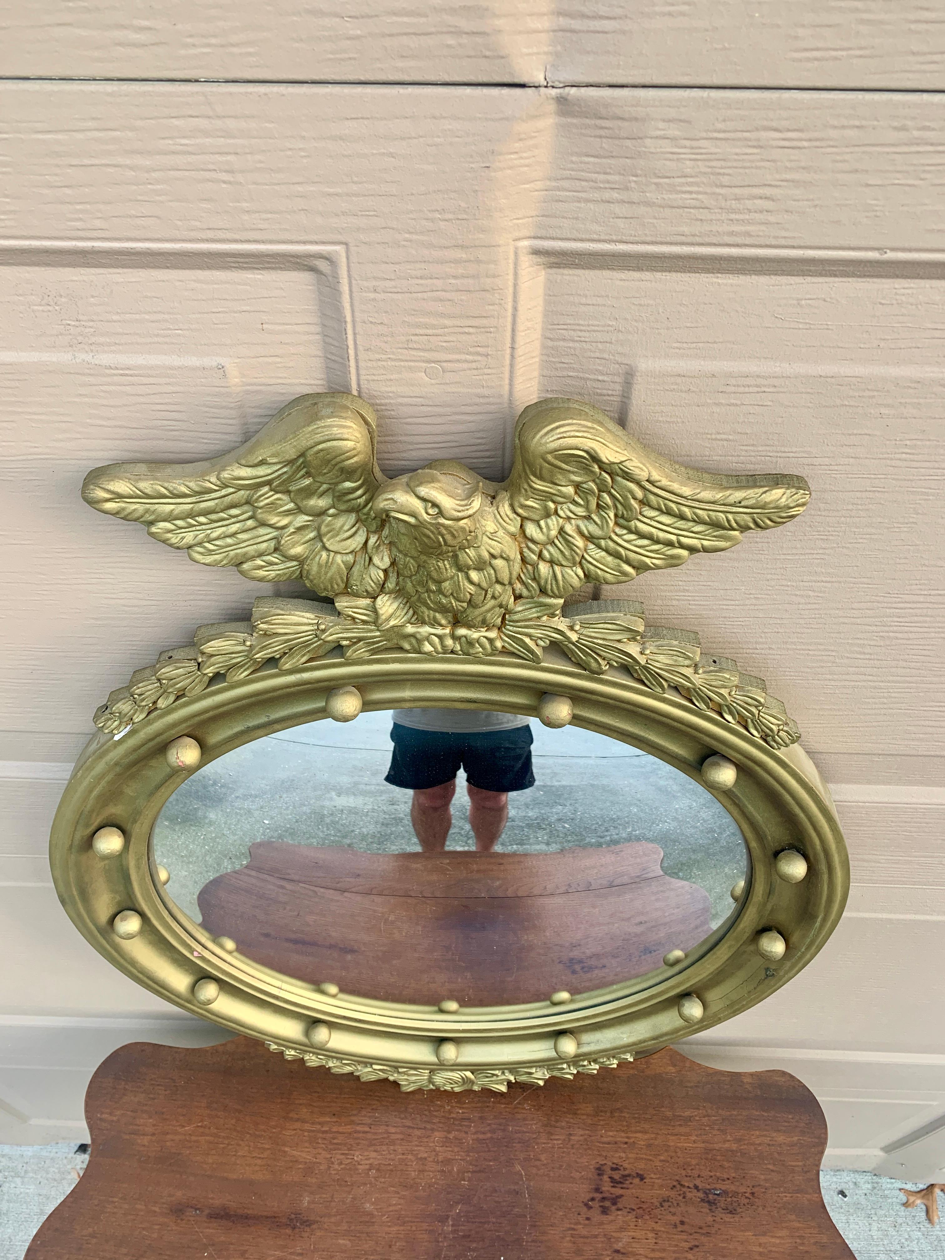 American Federal Giltwood Eagle Bullseye Convex Mirror For Sale 6