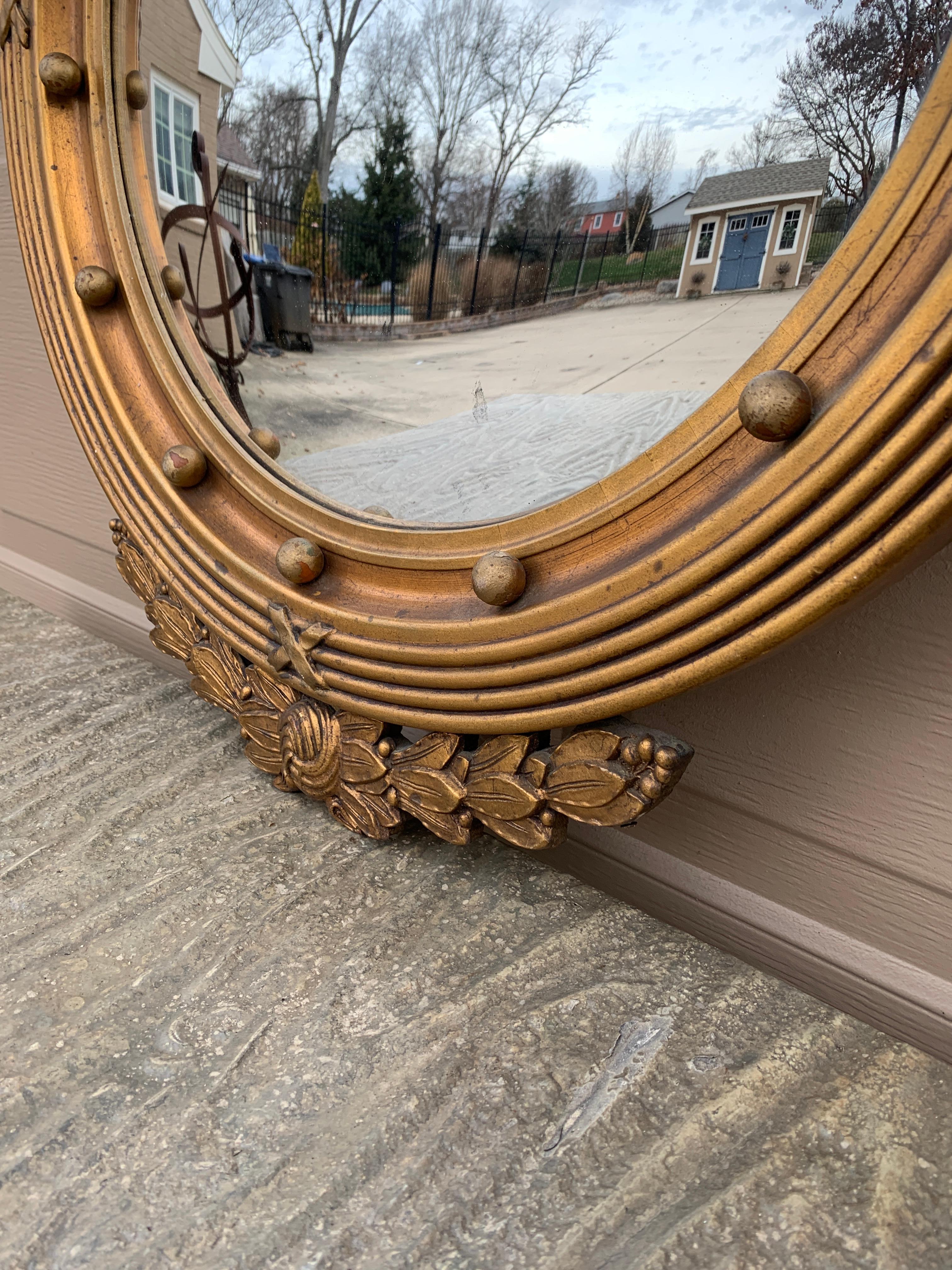 American Federal Giltwood Eagle Bullseye Convex Mirror For Sale 6