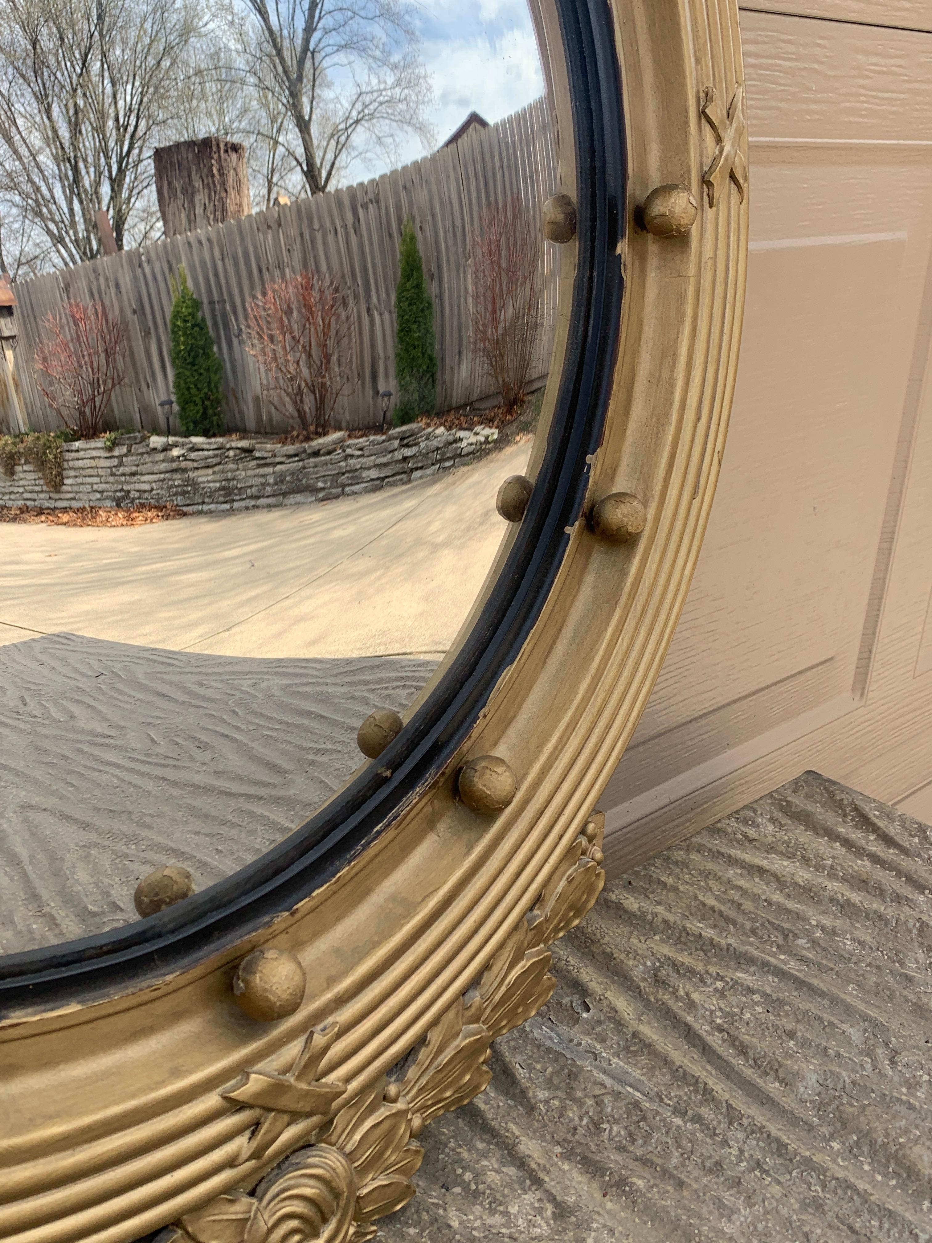 American Federal Giltwood Eagle Bullseye Convex Mirror For Sale 6