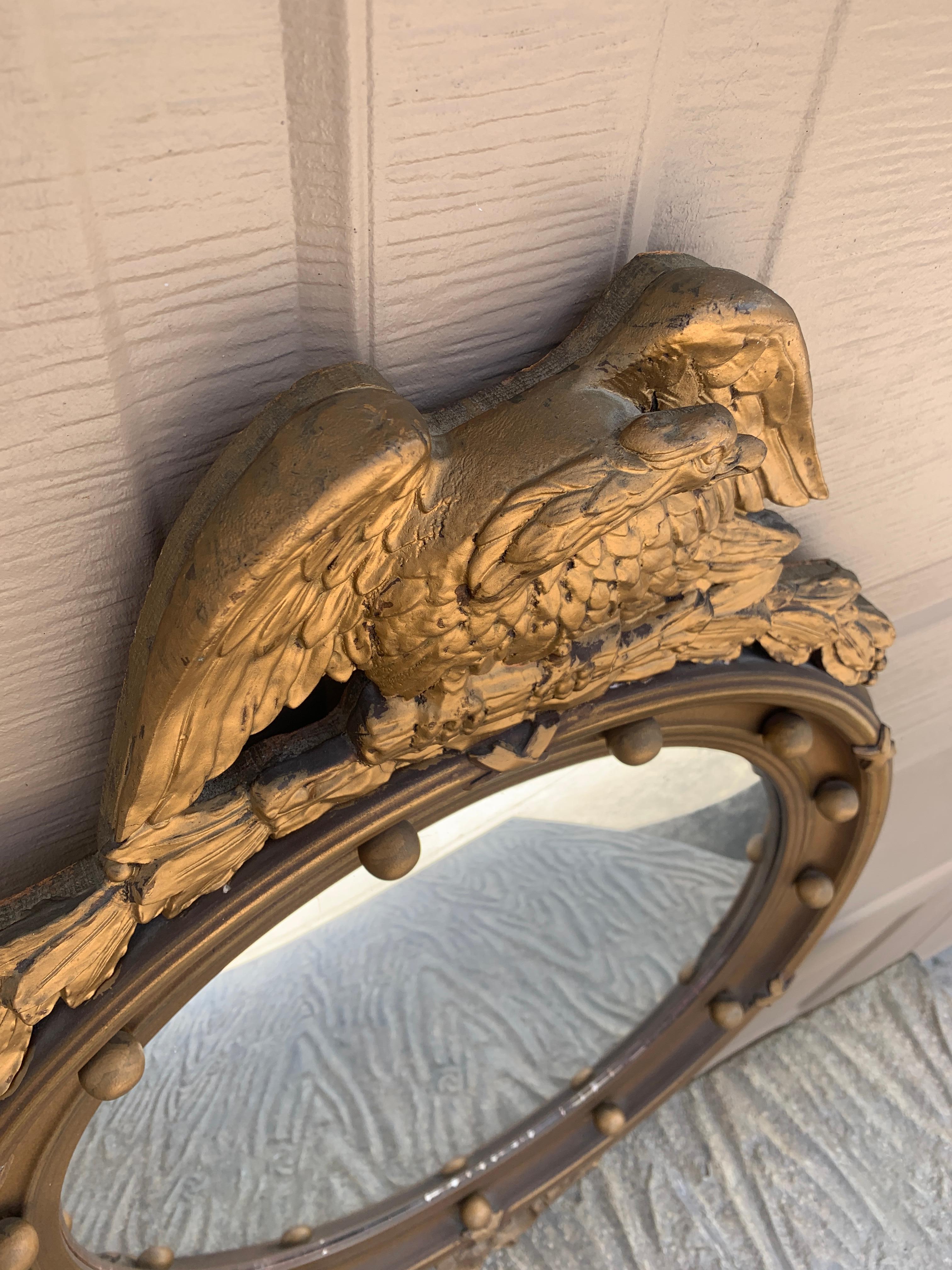 American Federal Giltwood Eagle Bullseye Convex Mirror For Sale 6