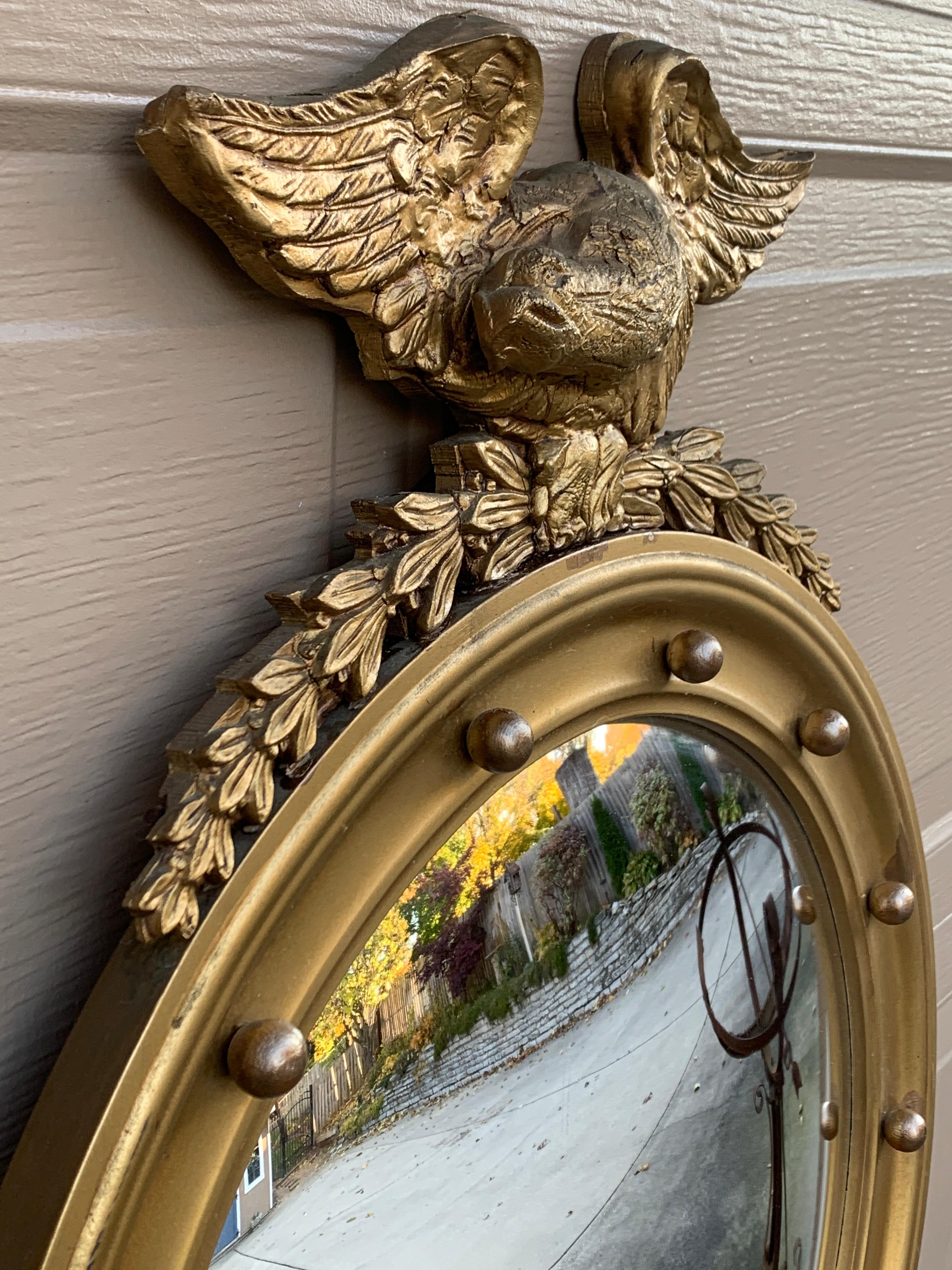 American Federal Giltwood Eagle Bullseye Convex Mirror For Sale 6