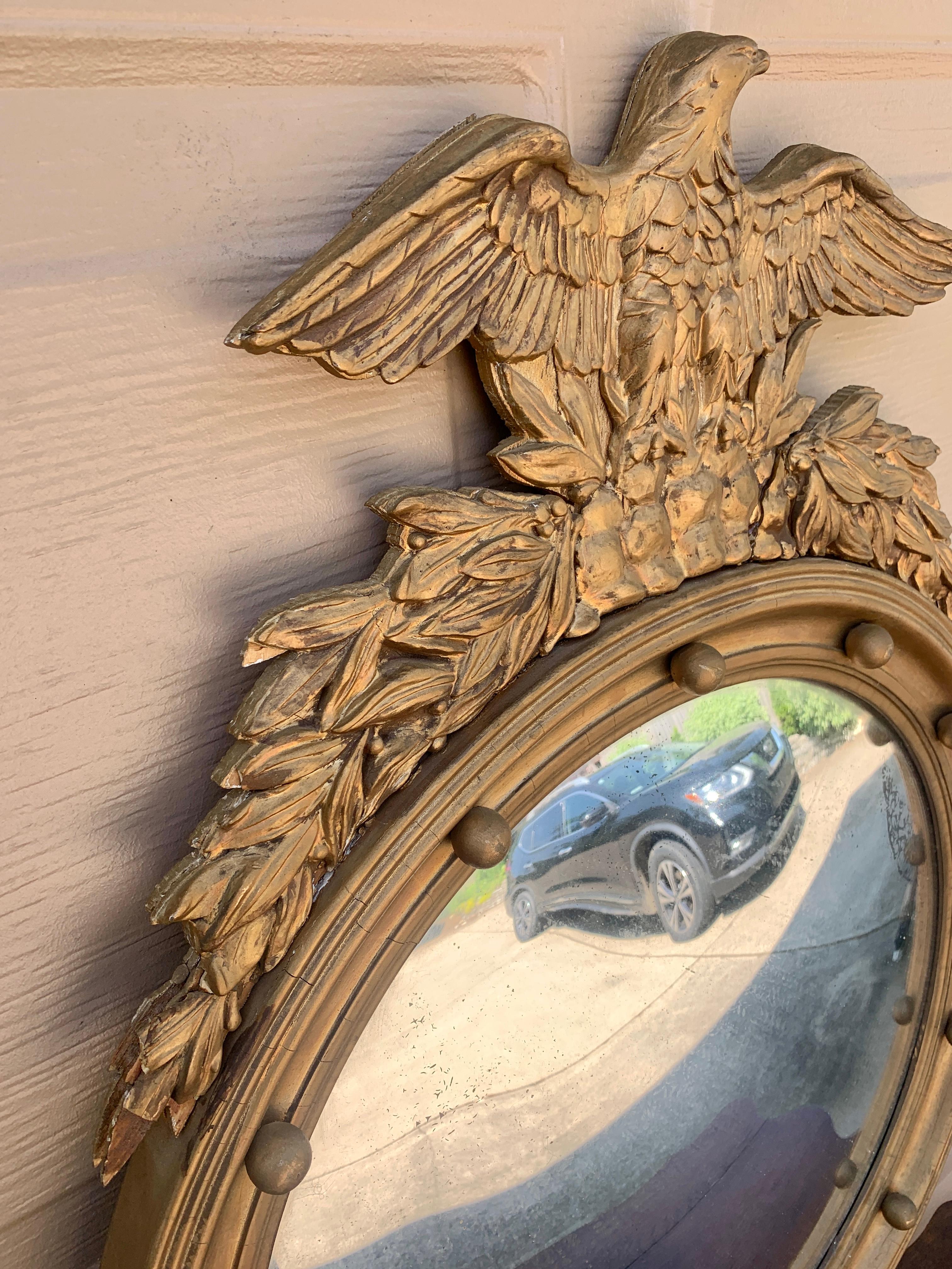 American Federal Giltwood Eagle Bullseye Convex Mirror 7