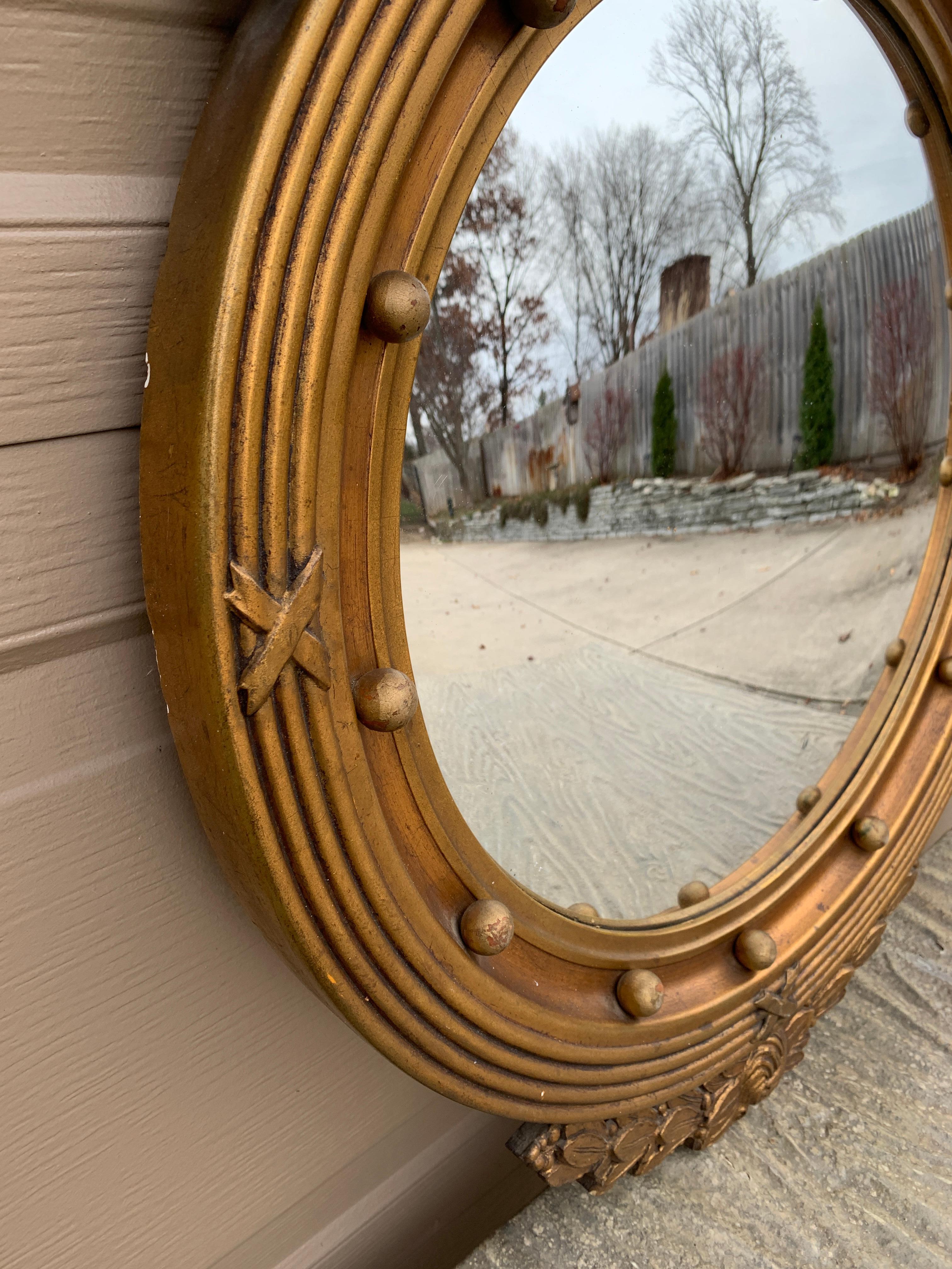 American Federal Giltwood Eagle Bullseye Convex Mirror For Sale 7