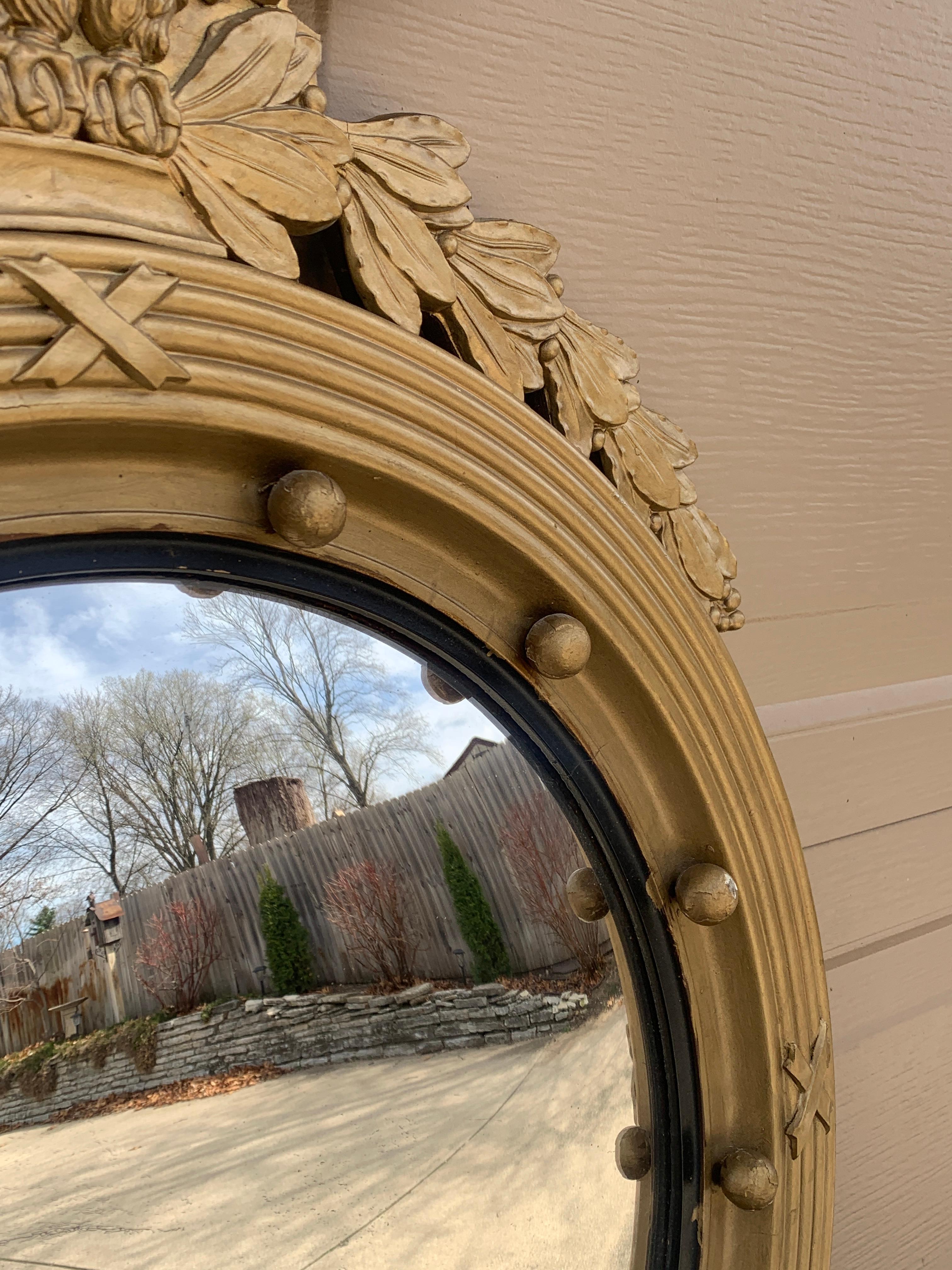 American Federal Giltwood Eagle Bullseye Convex Mirror For Sale 7