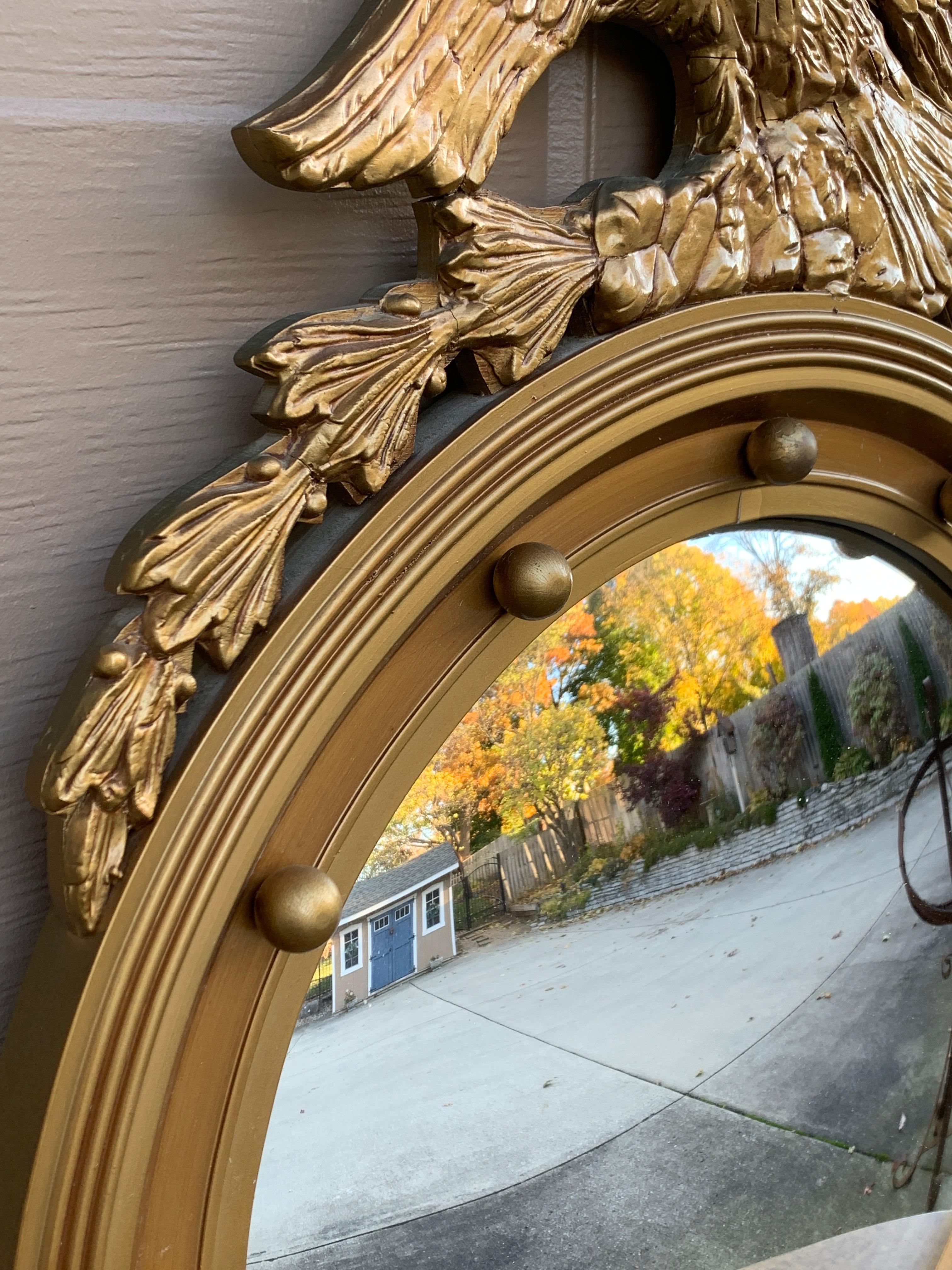 American Federal Giltwood Eagle Bullseye Convex Mirror For Sale 7