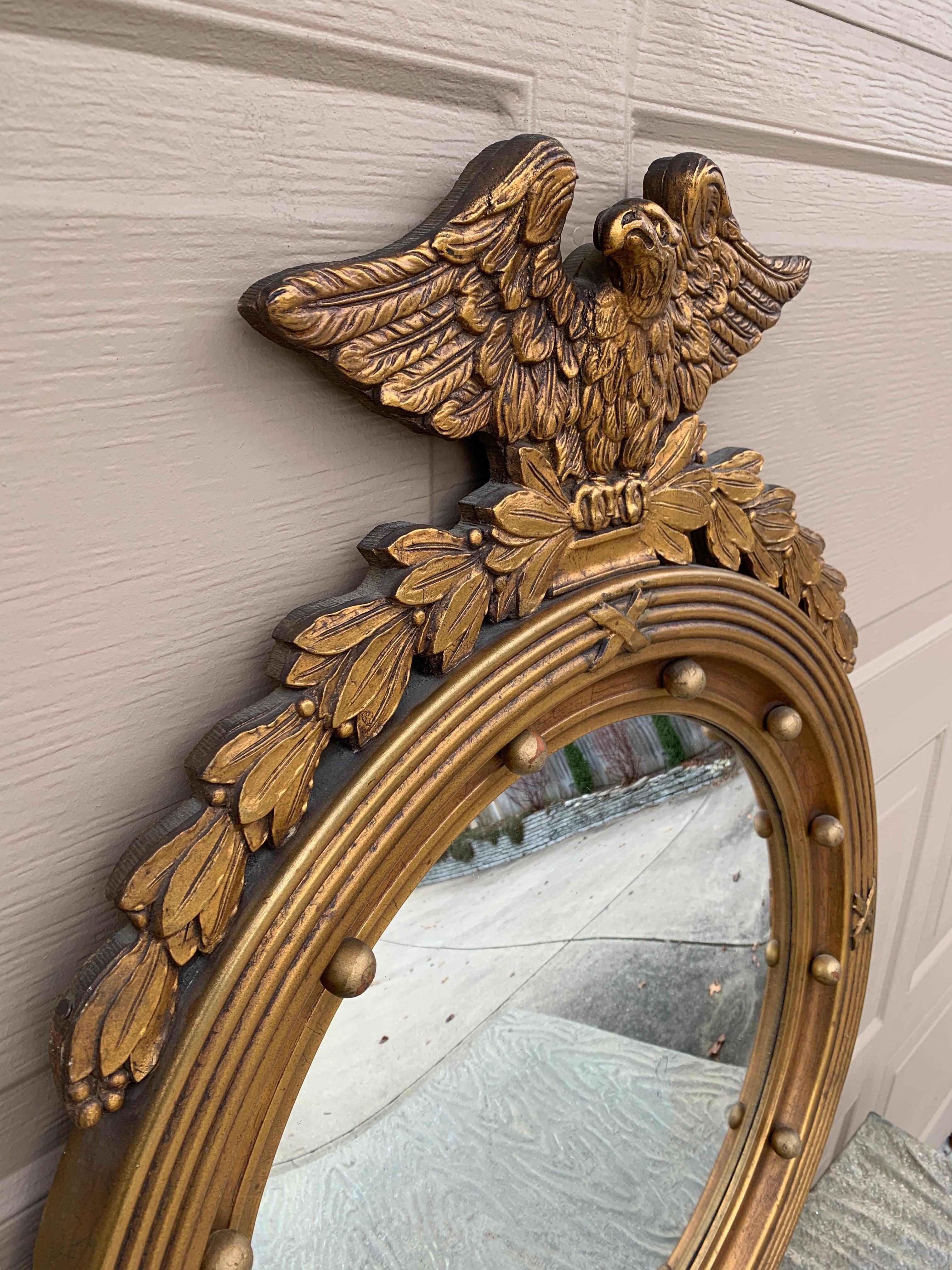 American Federal Giltwood Eagle Bullseye Convex Mirror For Sale 8