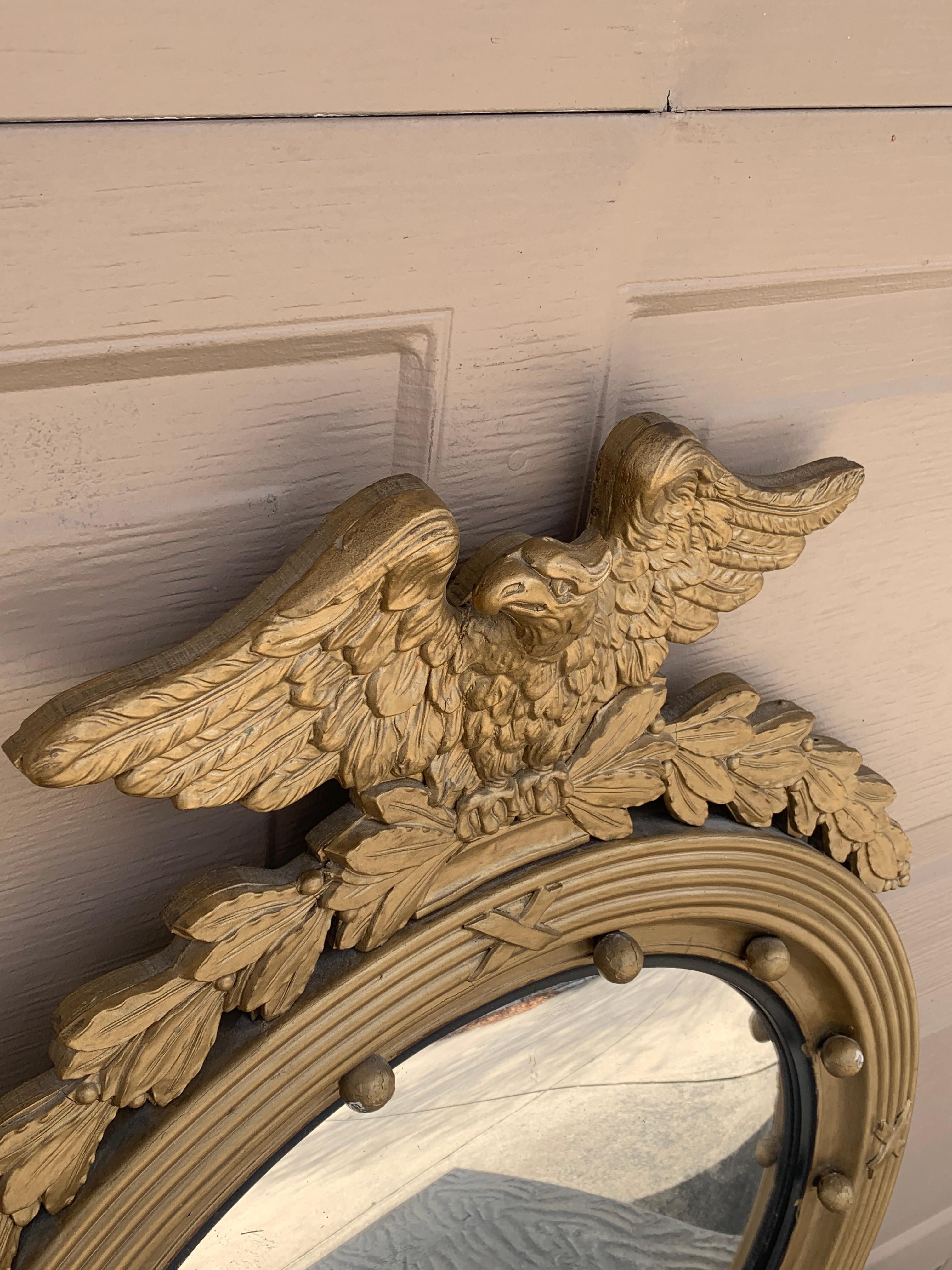 American Federal Giltwood Eagle Bullseye Convex Mirror For Sale 8
