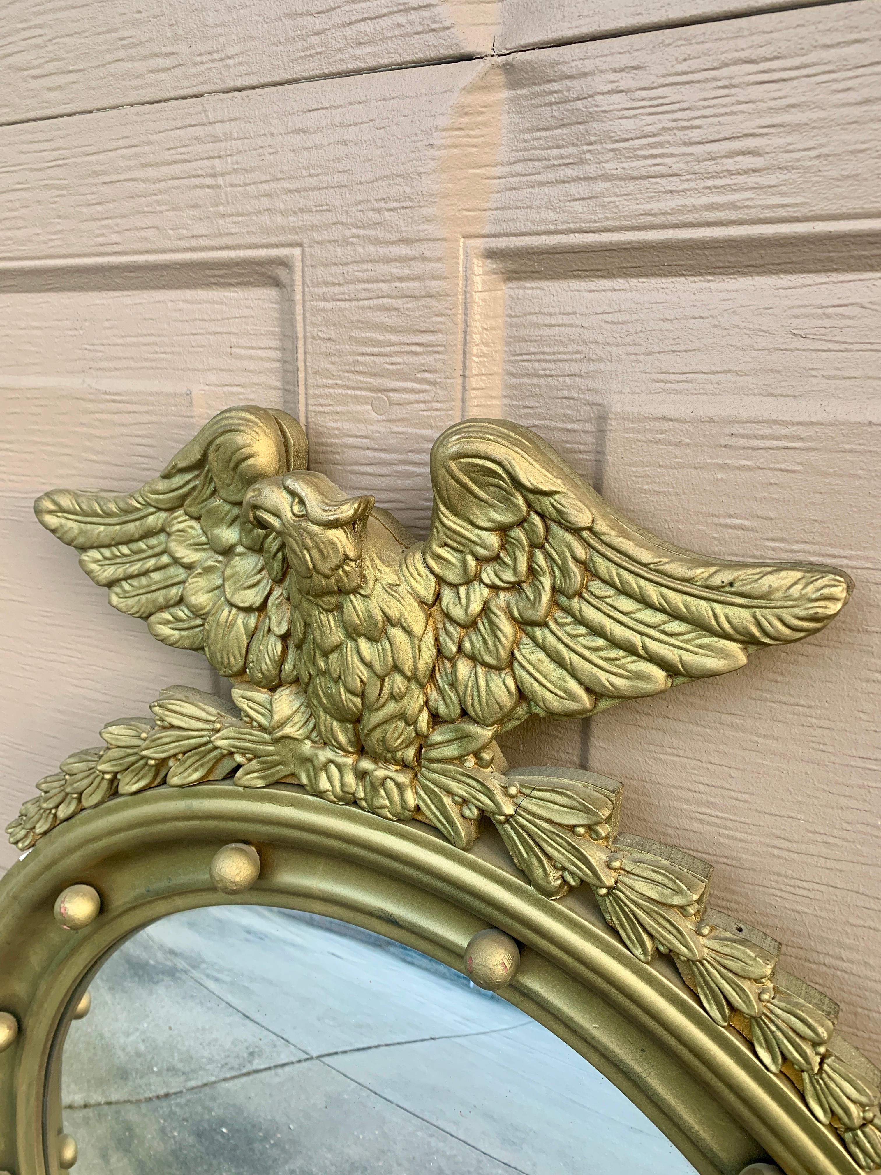 20th Century American Federal Giltwood Eagle Bullseye Convex Mirror For Sale