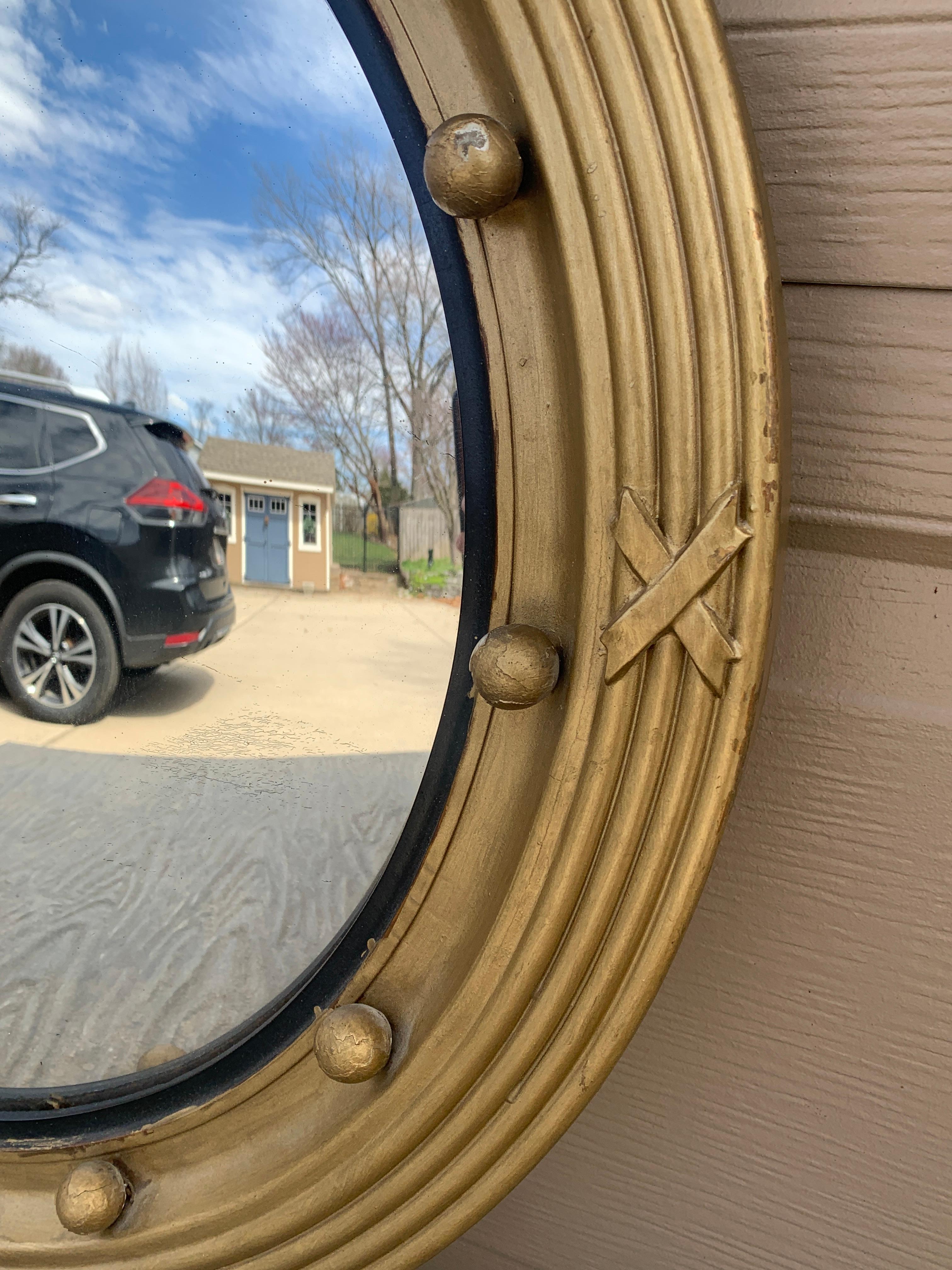 20th Century American Federal Giltwood Eagle Bullseye Convex Mirror For Sale