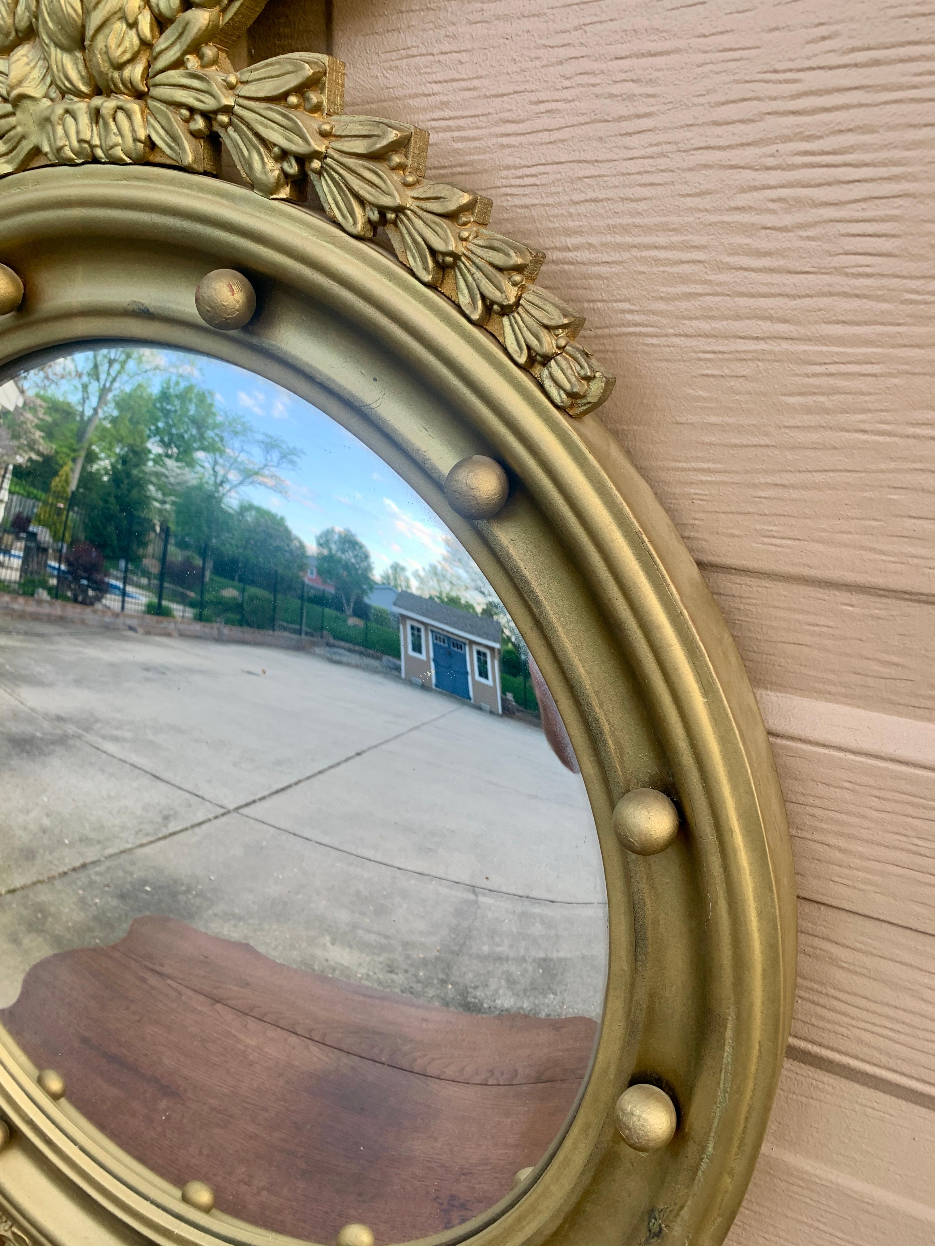 American Federal Giltwood Eagle Bullseye Convex Mirror For Sale 1