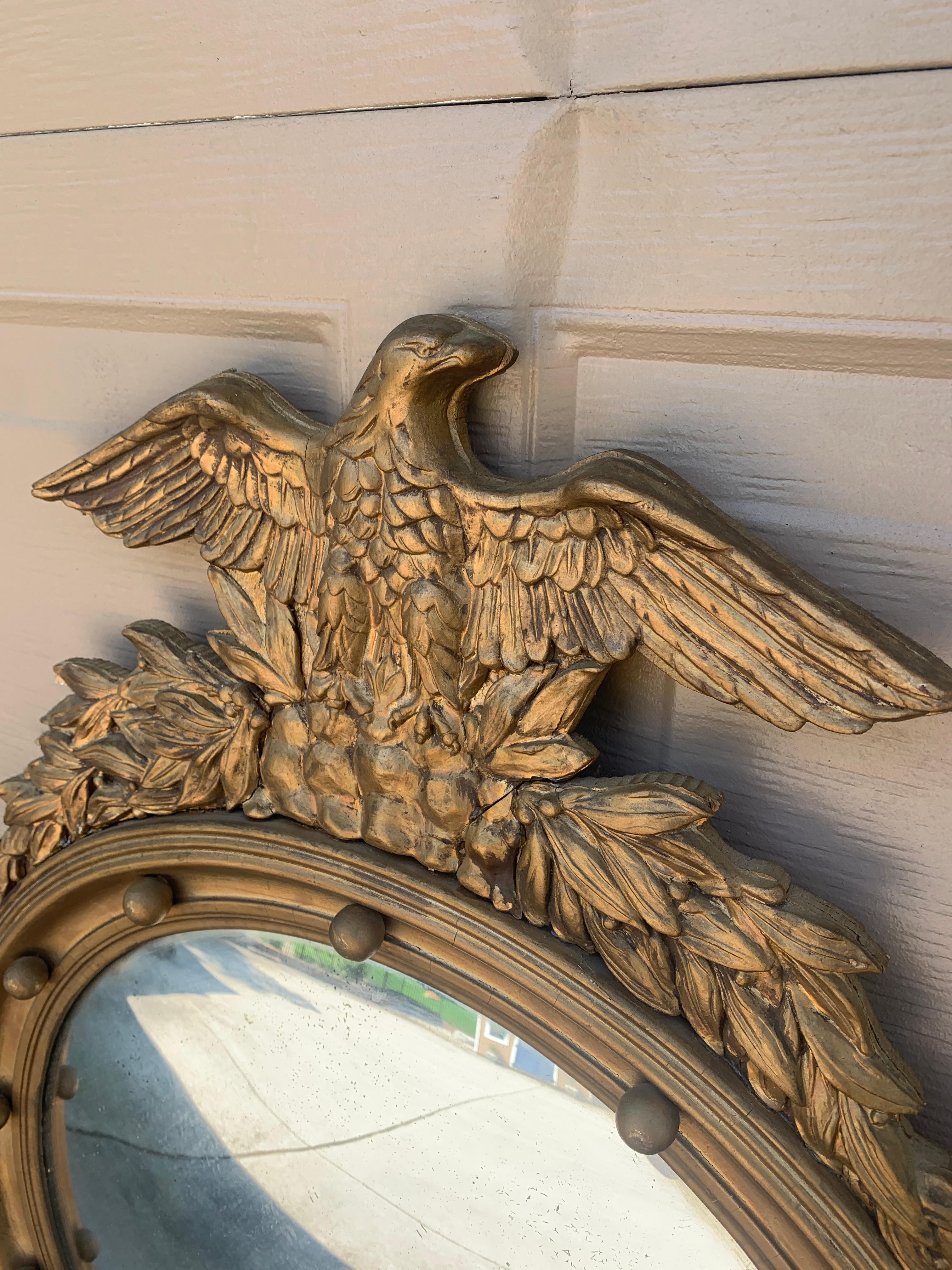 American Federal Giltwood Eagle Bullseye Convex Mirror 1