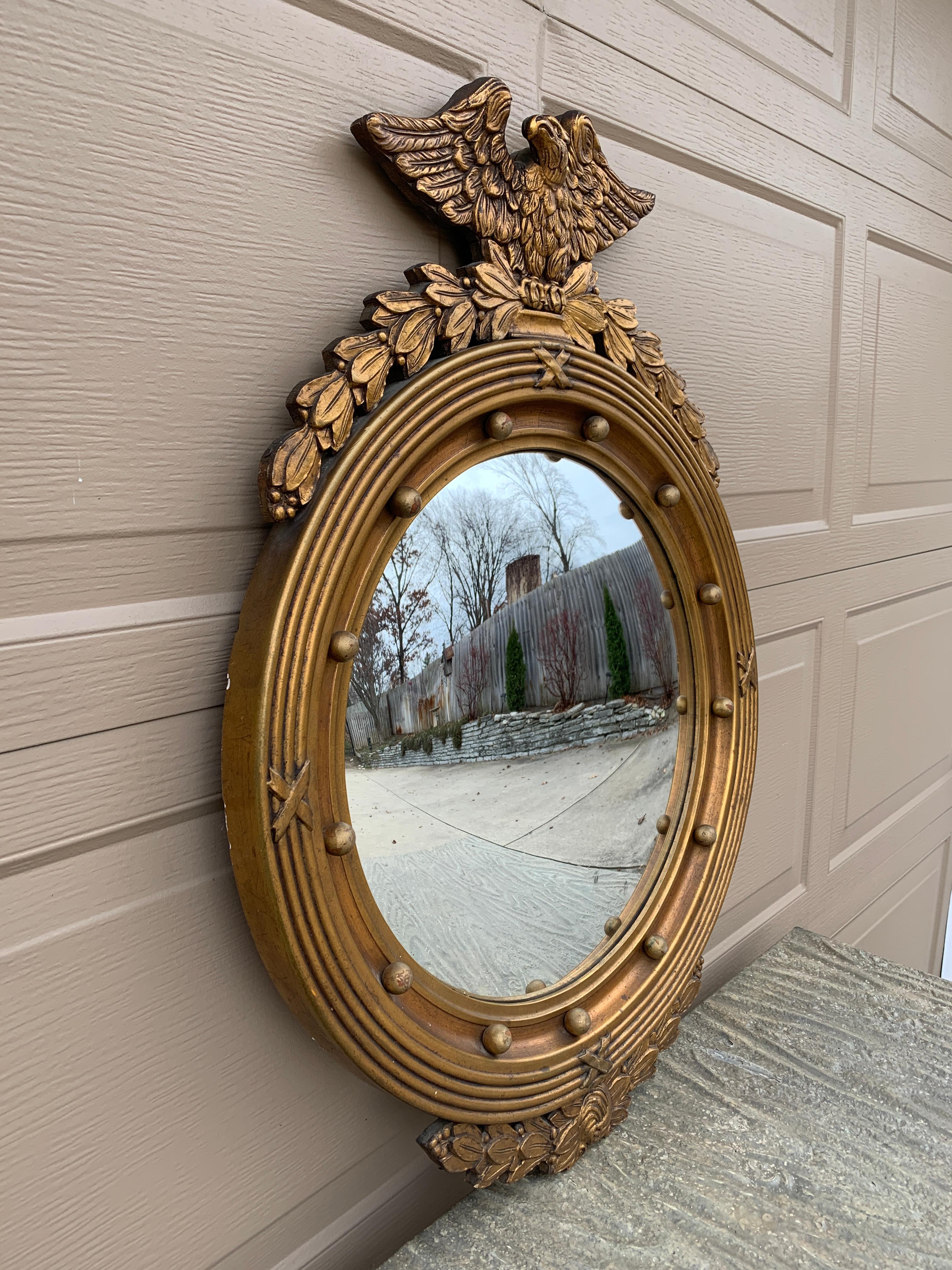 American Federal Giltwood Eagle Bullseye Convex Mirror For Sale 1