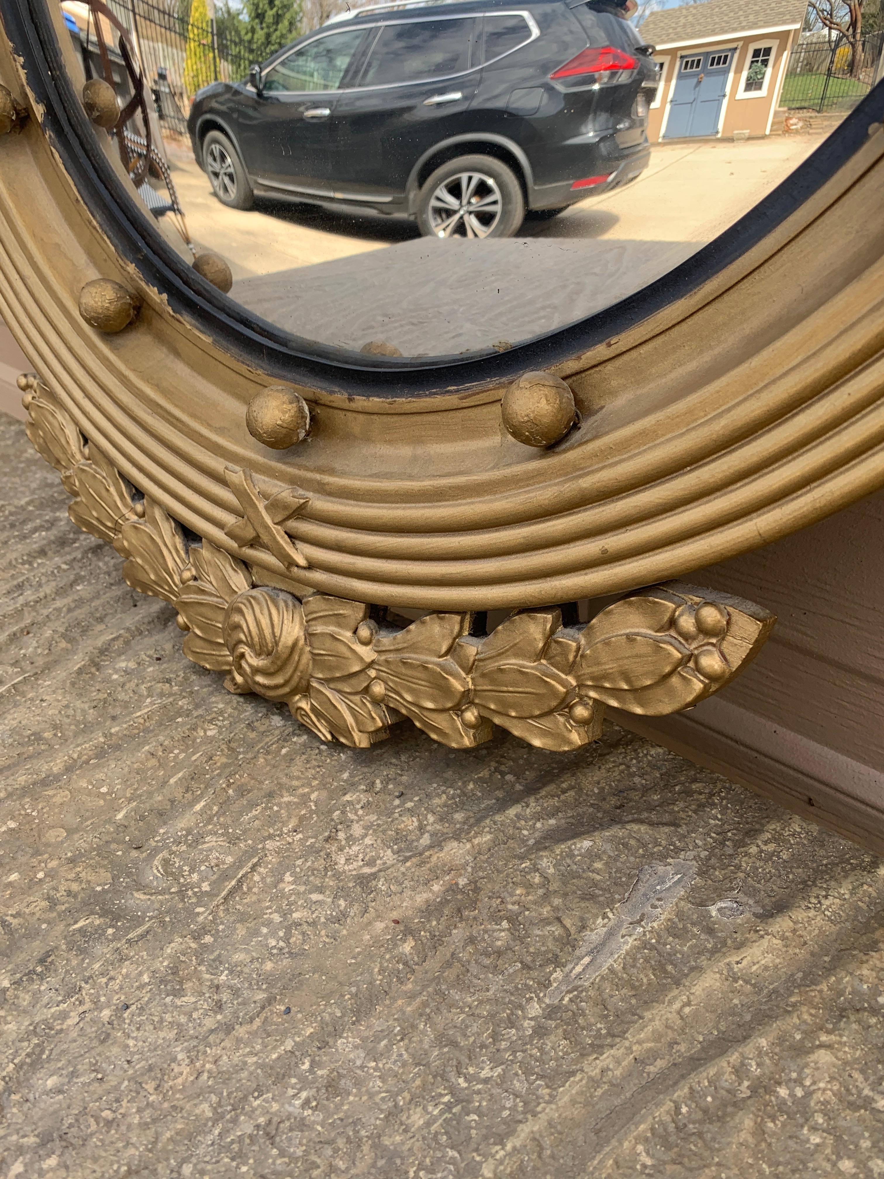 American Federal Giltwood Eagle Bullseye Convex Mirror For Sale 1