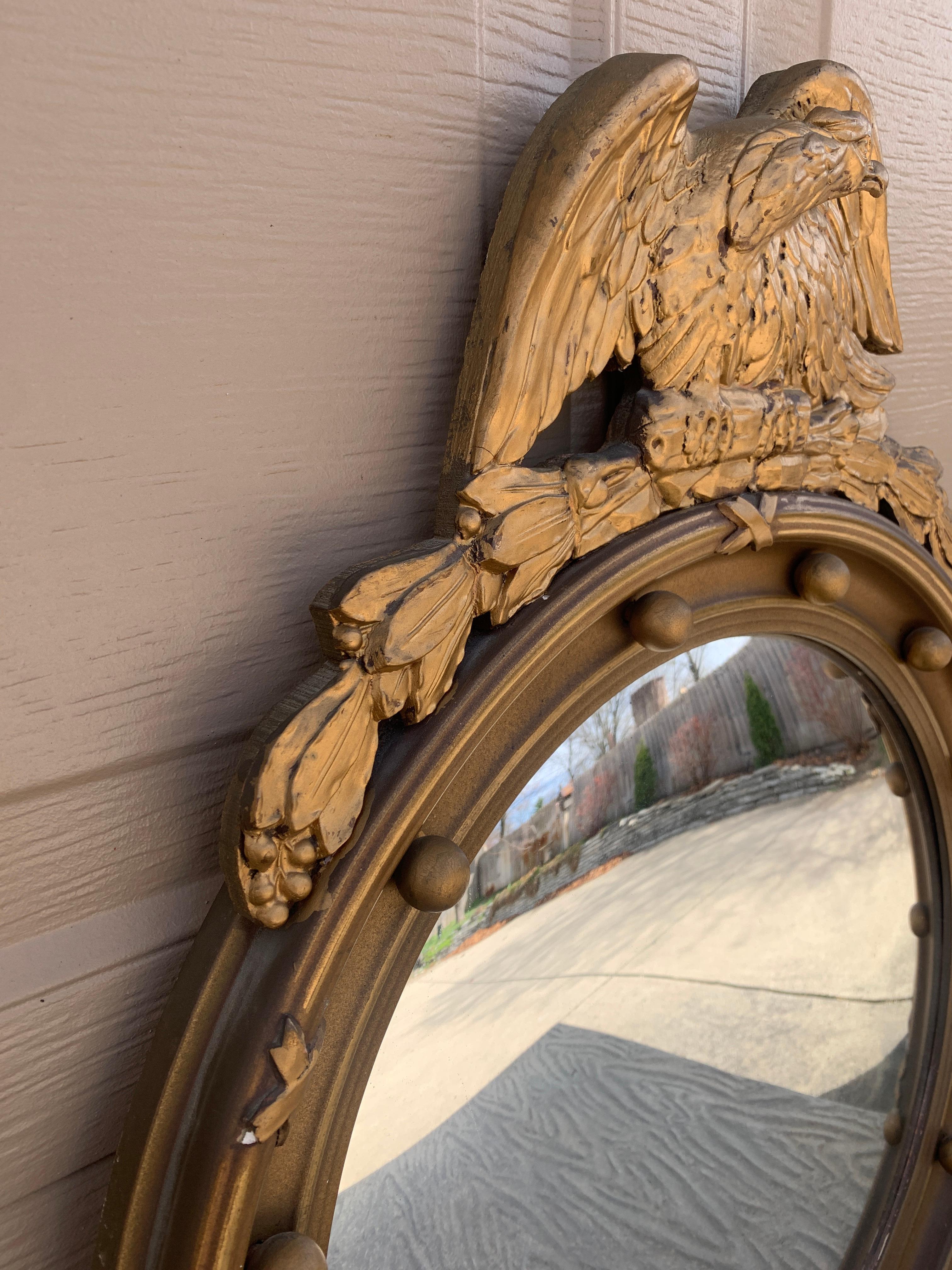 American Federal Giltwood Eagle Bullseye Convex Mirror For Sale 1