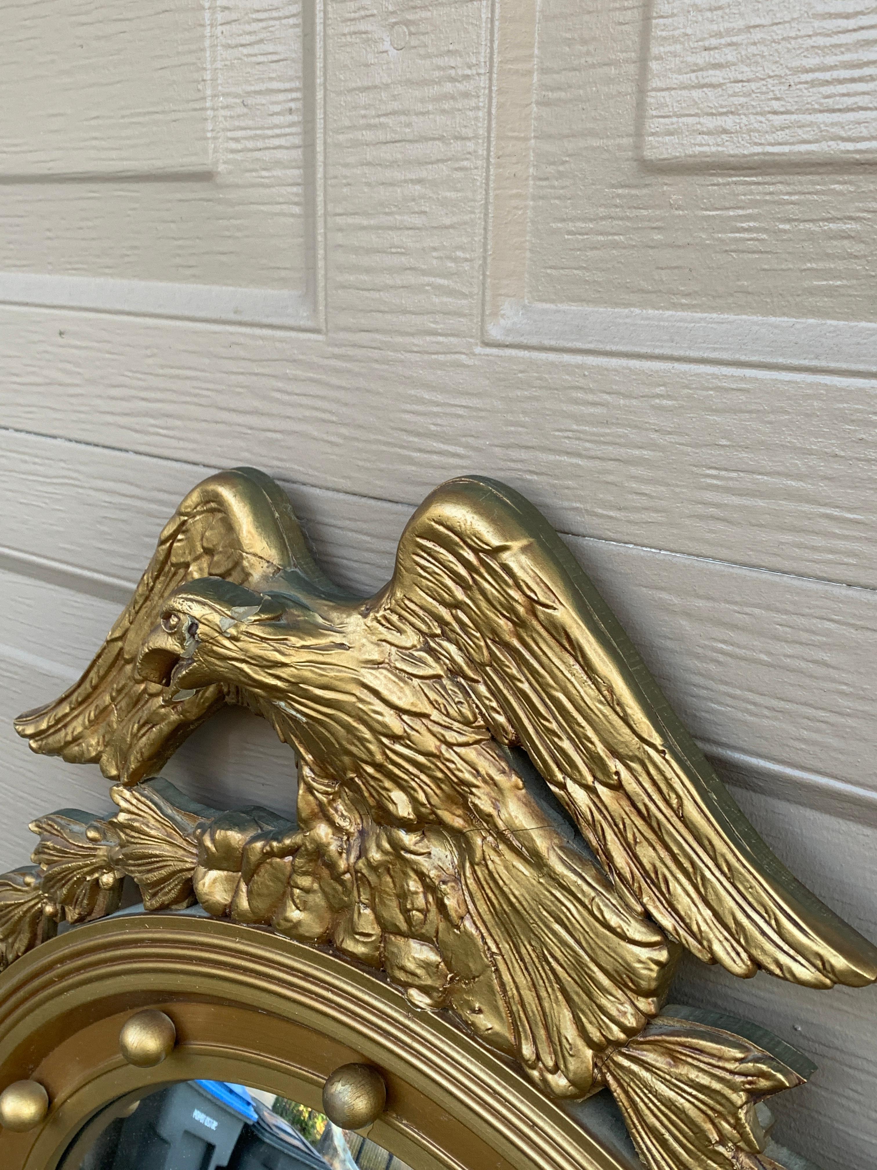 American Federal Giltwood Eagle Bullseye Convex Mirror For Sale 1