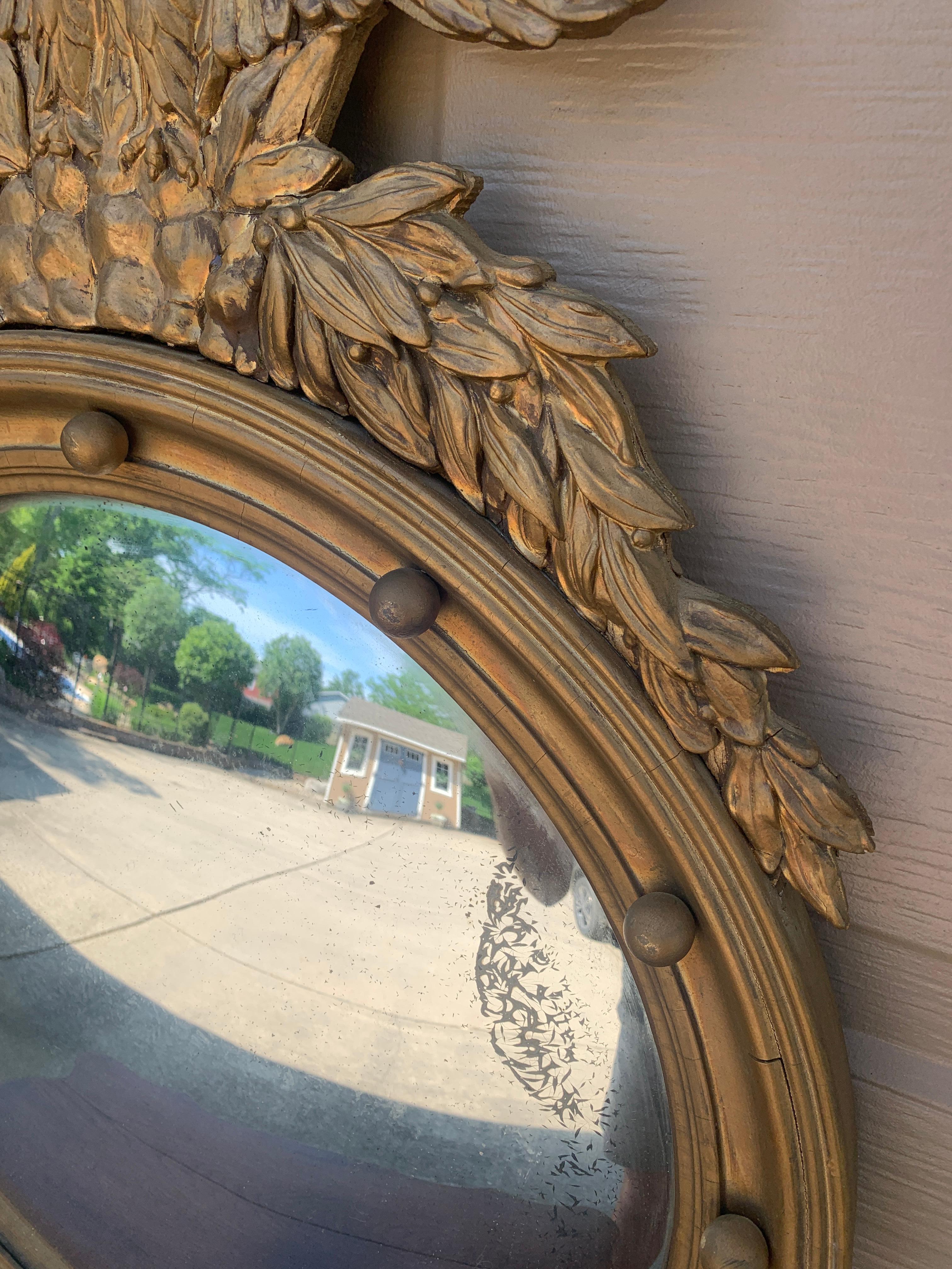 American Federal Giltwood Eagle Bullseye Convex Mirror 2