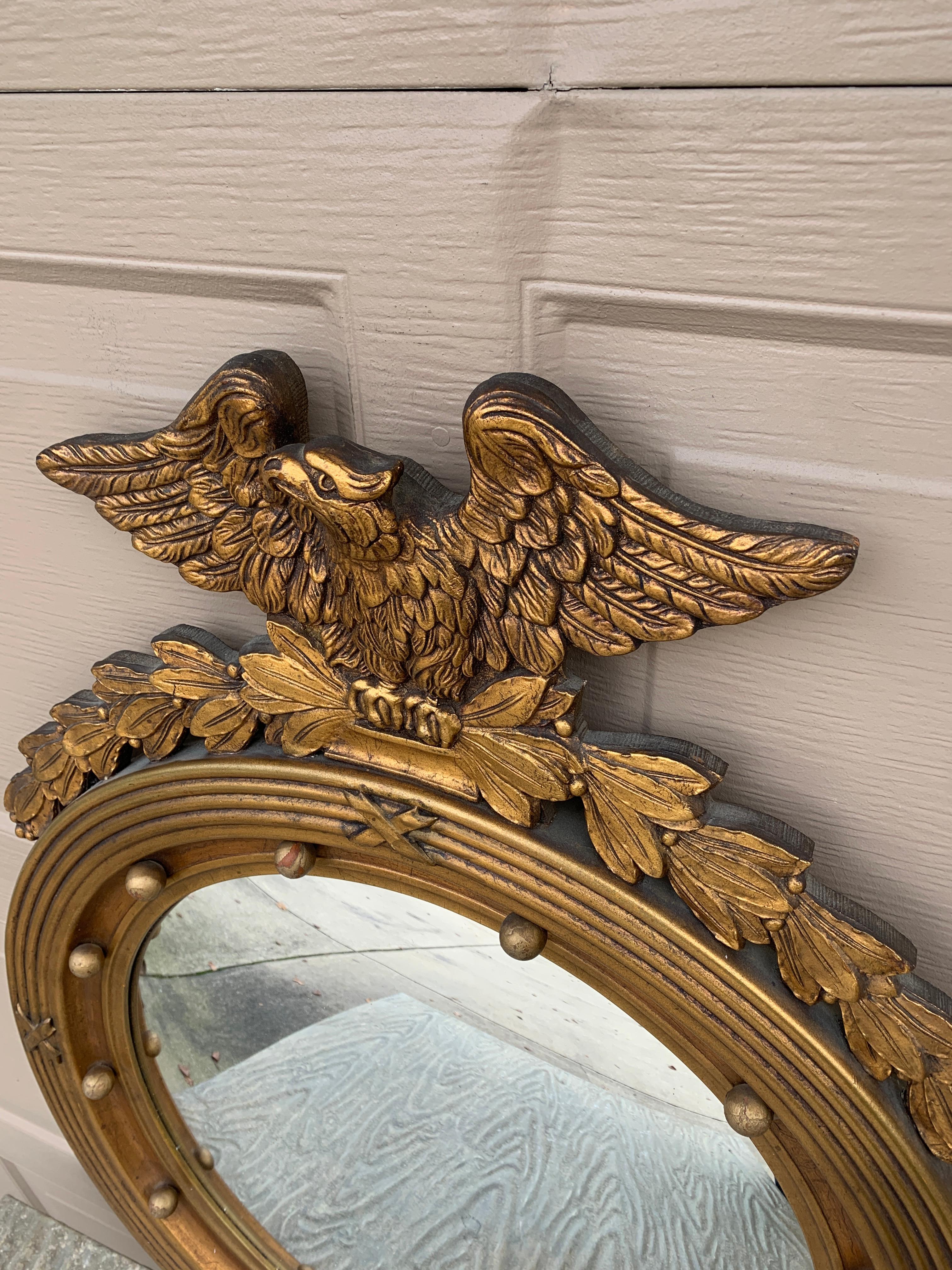 American Federal Giltwood Eagle Bullseye Convex Mirror For Sale 2