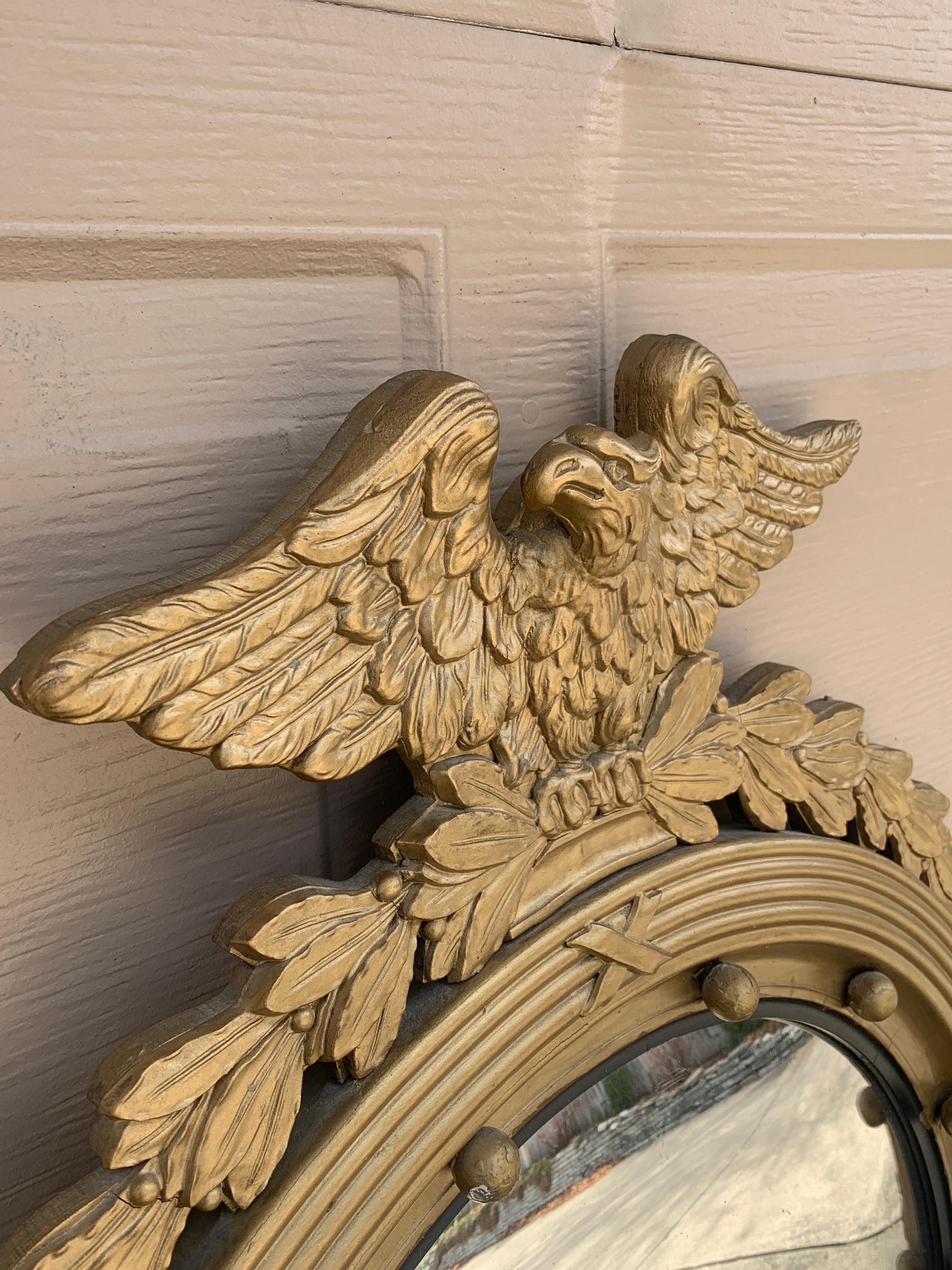 American Federal Giltwood Eagle Bullseye Convex Mirror For Sale 2