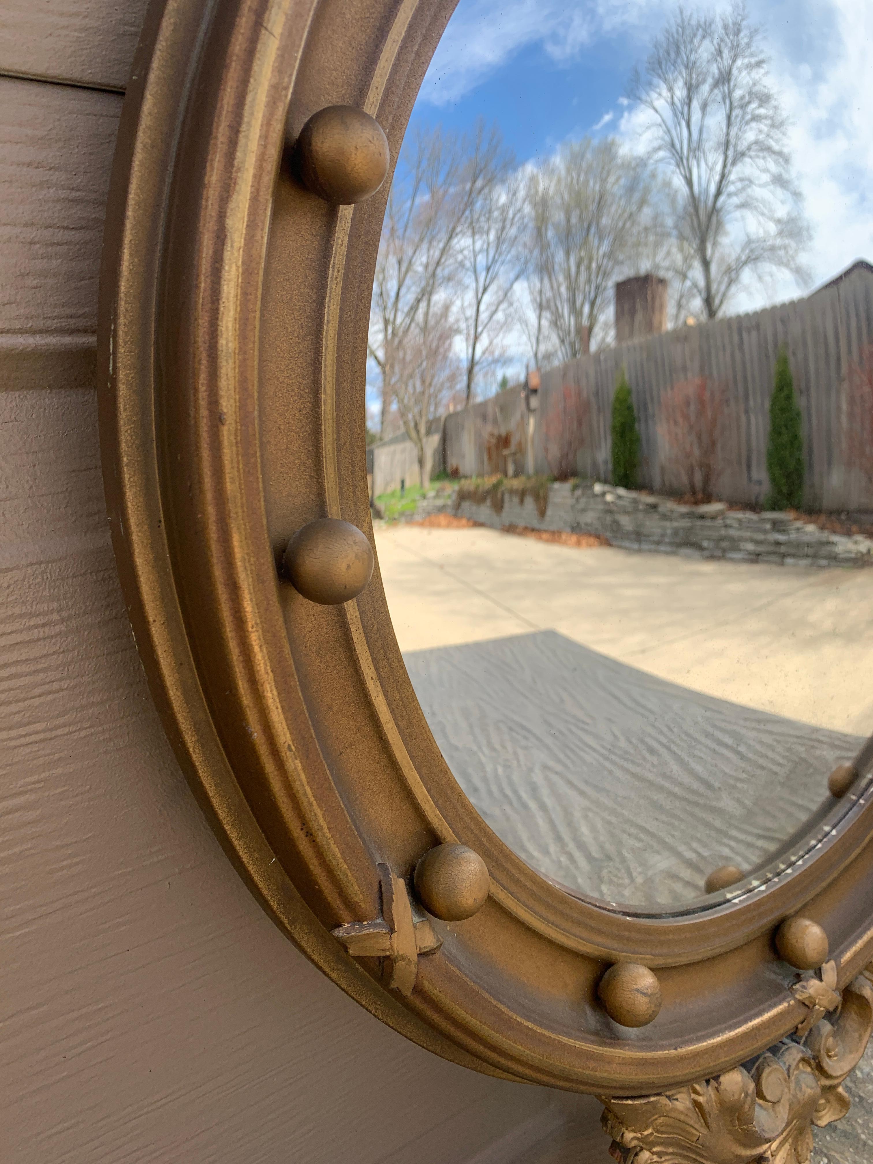 American Federal Giltwood Eagle Bullseye Convex Mirror For Sale 2