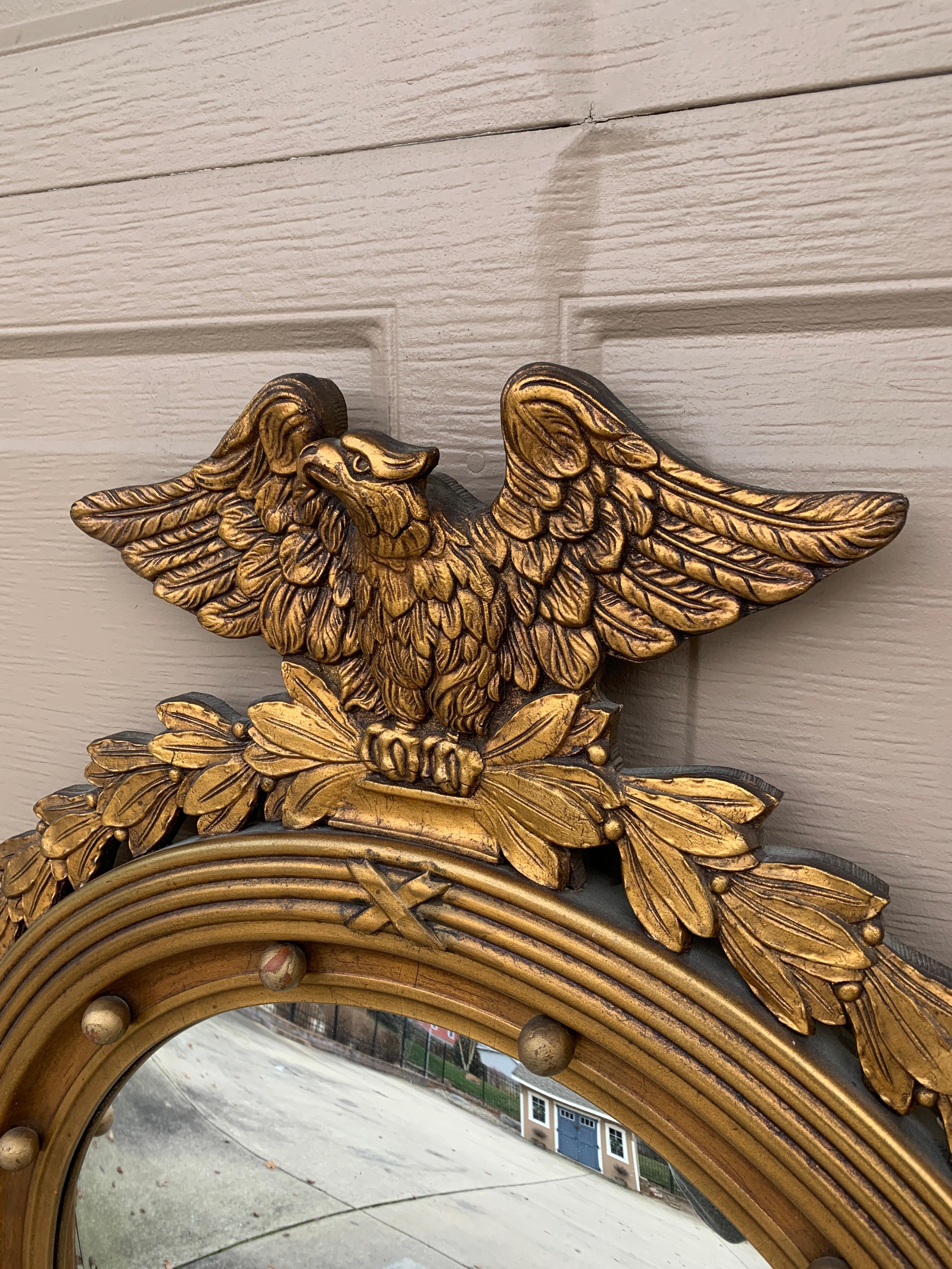American Federal Giltwood Eagle Bullseye Convex Mirror For Sale 3