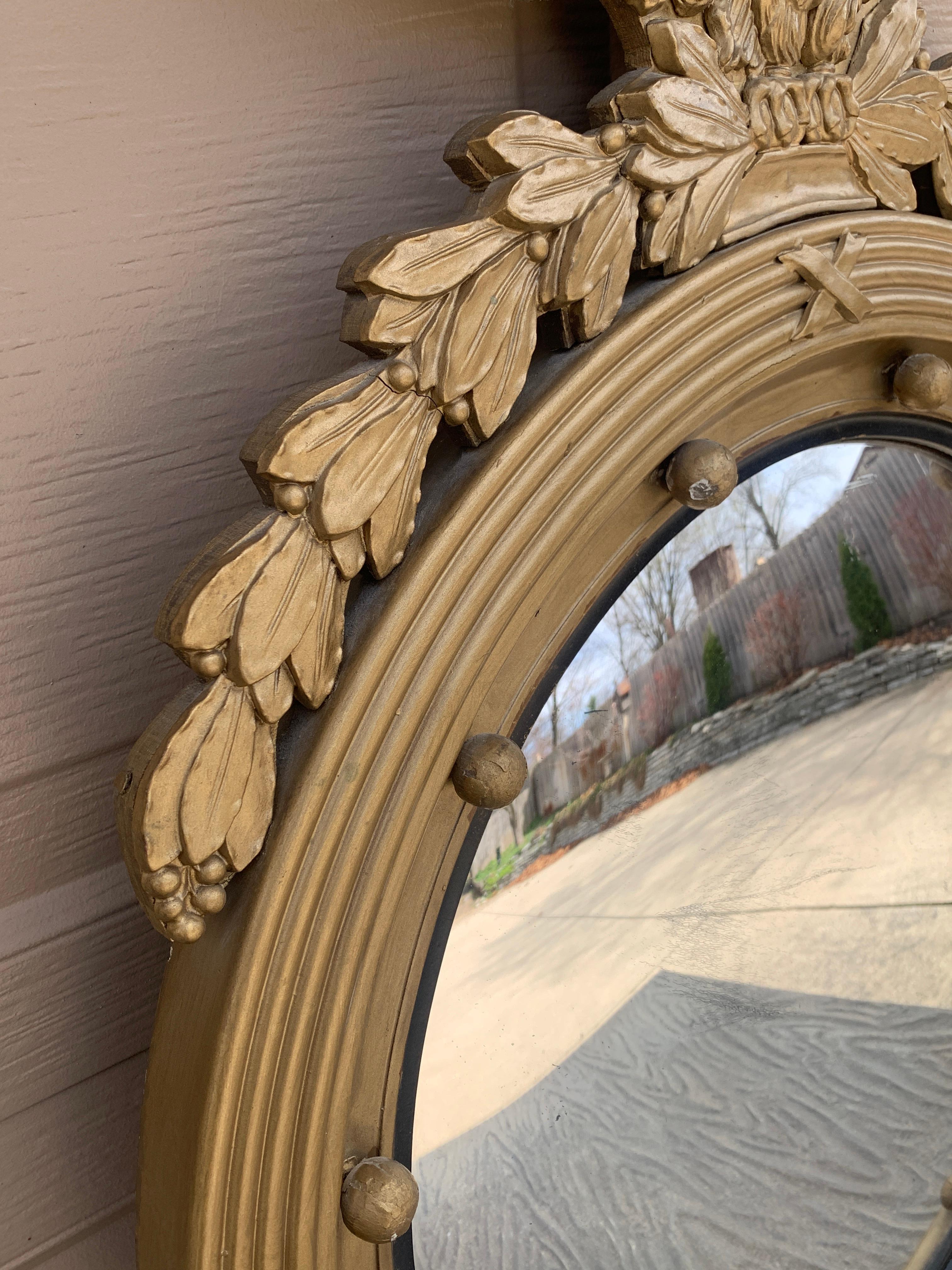 American Federal Giltwood Eagle Bullseye Convex Mirror For Sale 3