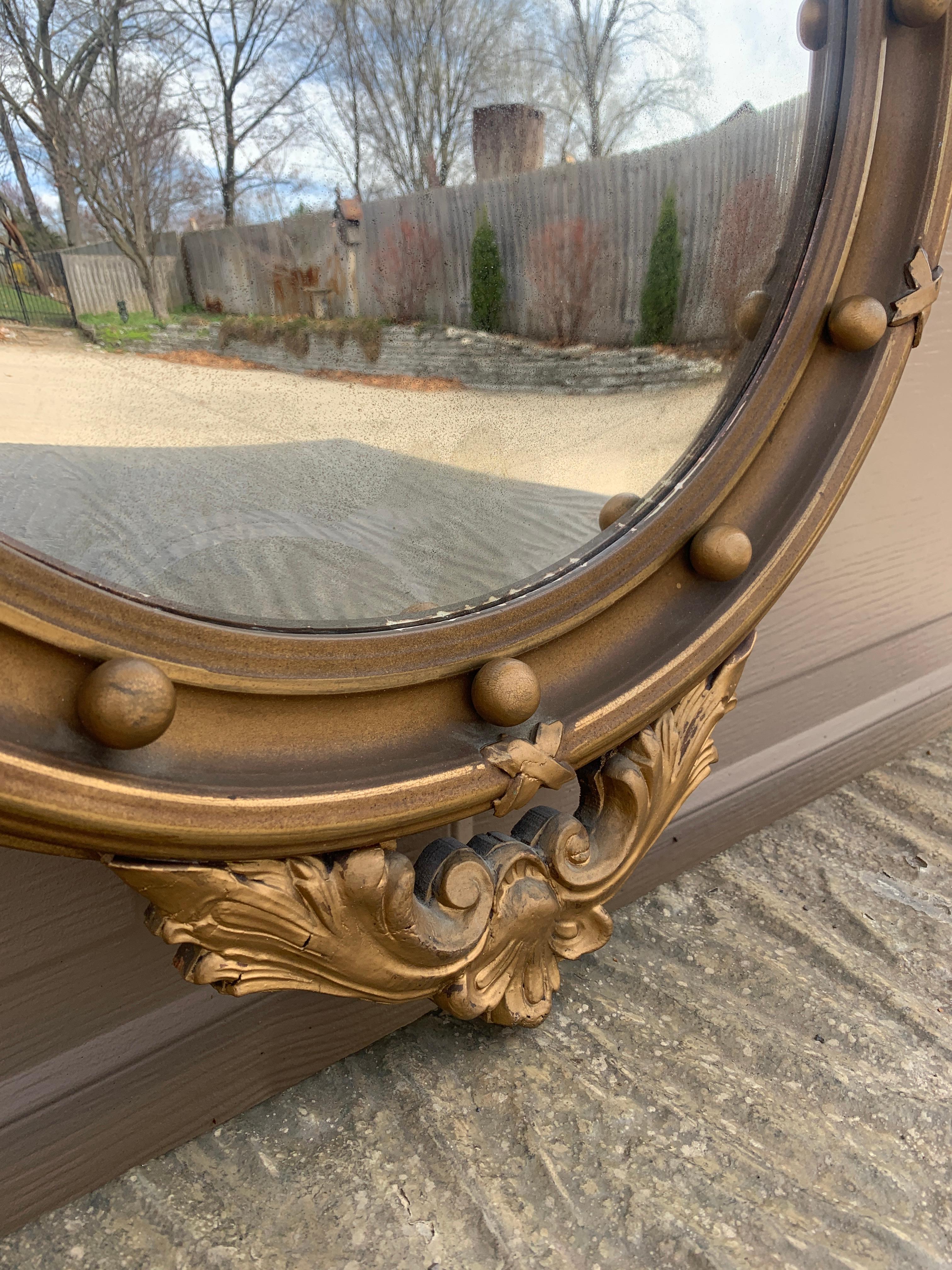 American Federal Giltwood Eagle Bullseye Convex Mirror For Sale 3