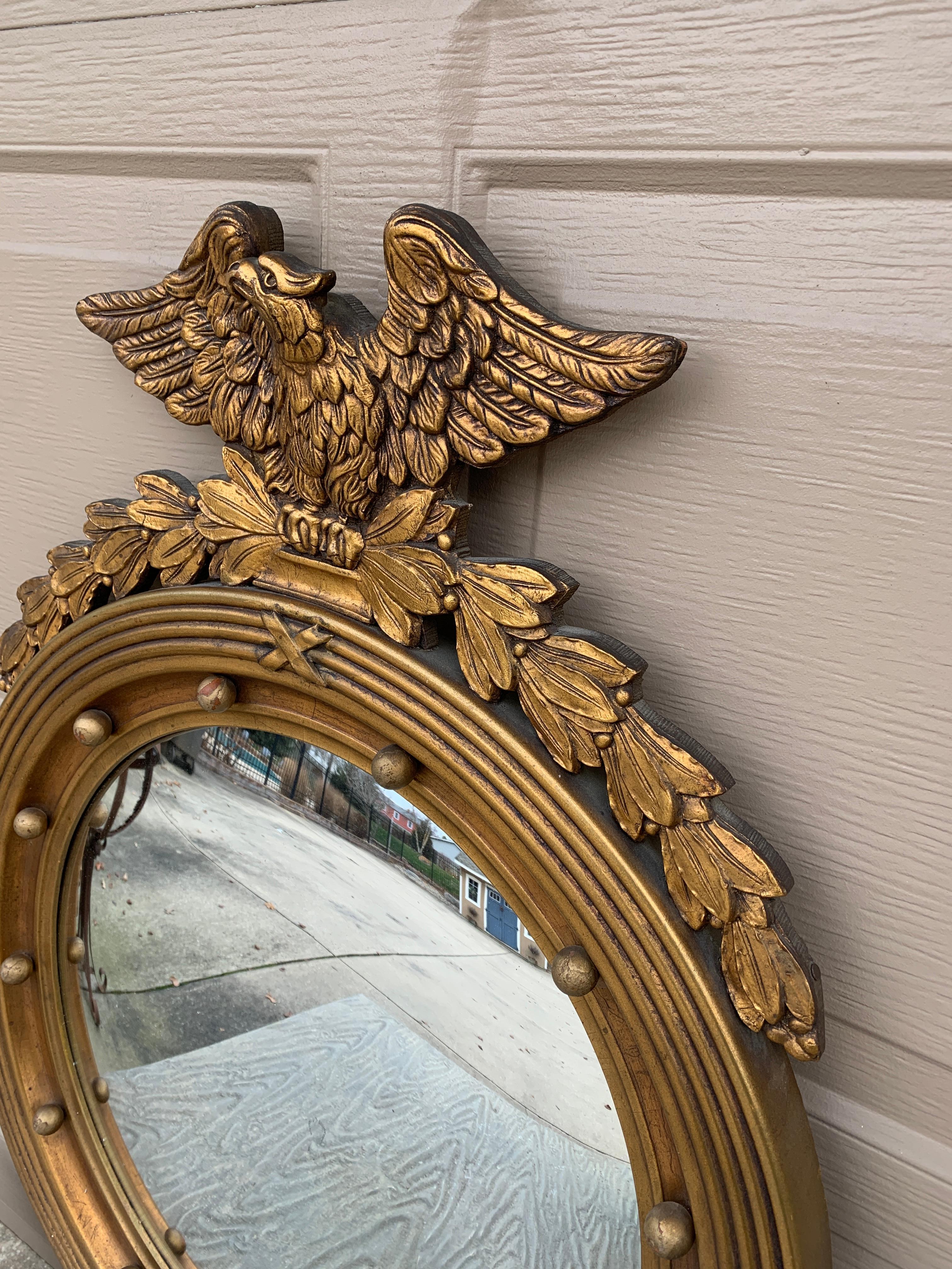 American Federal Giltwood Eagle Bullseye Convex Mirror For Sale 4