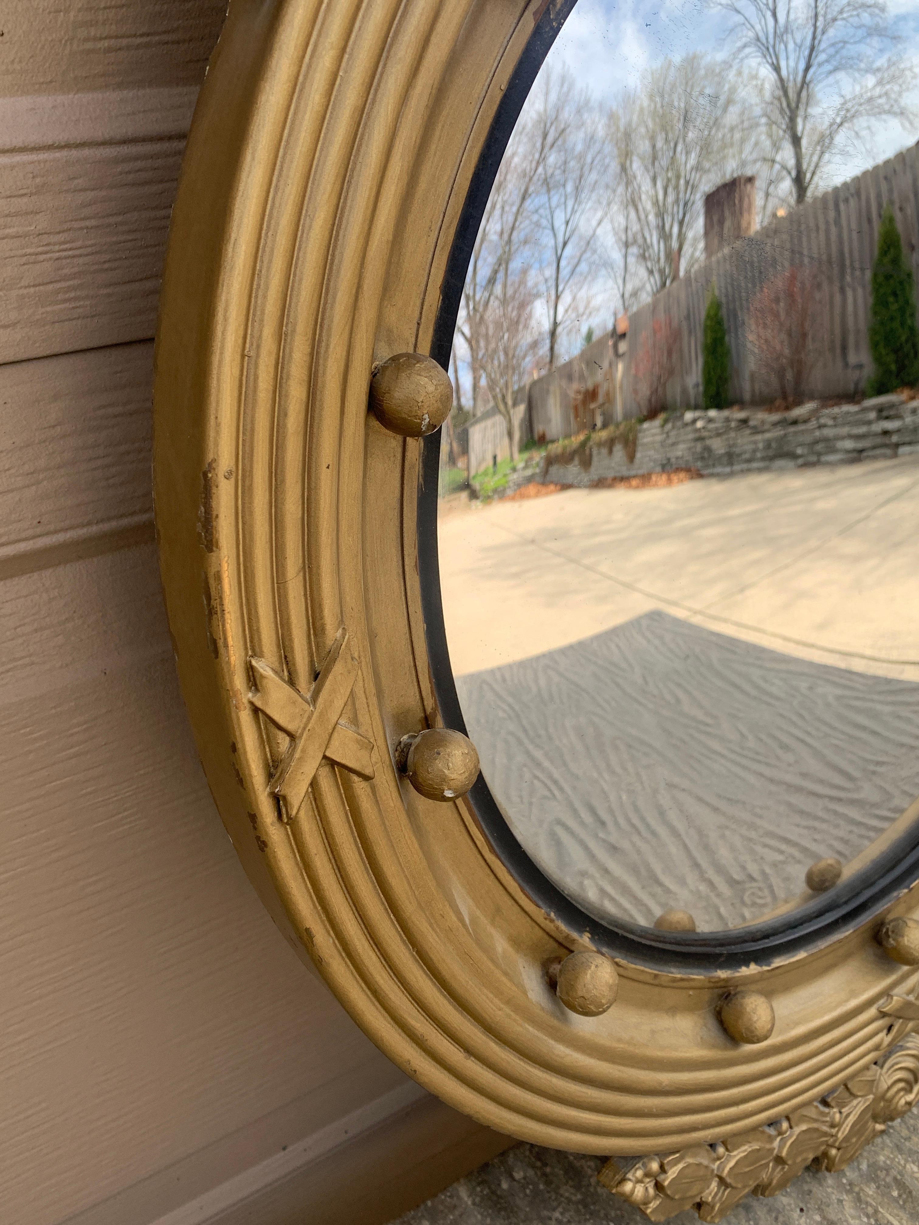 American Federal Giltwood Eagle Bullseye Convex Mirror For Sale 4