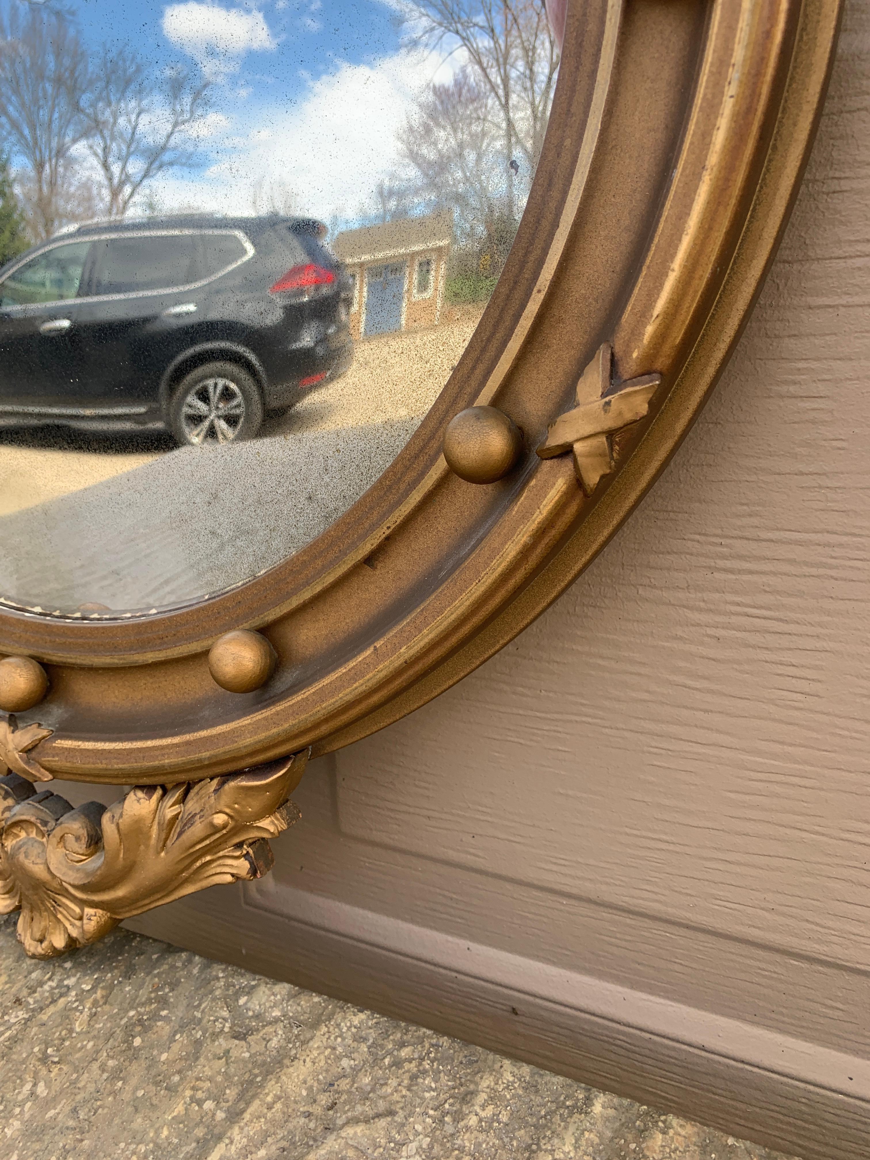 American Federal Giltwood Eagle Bullseye Convex Mirror For Sale 4