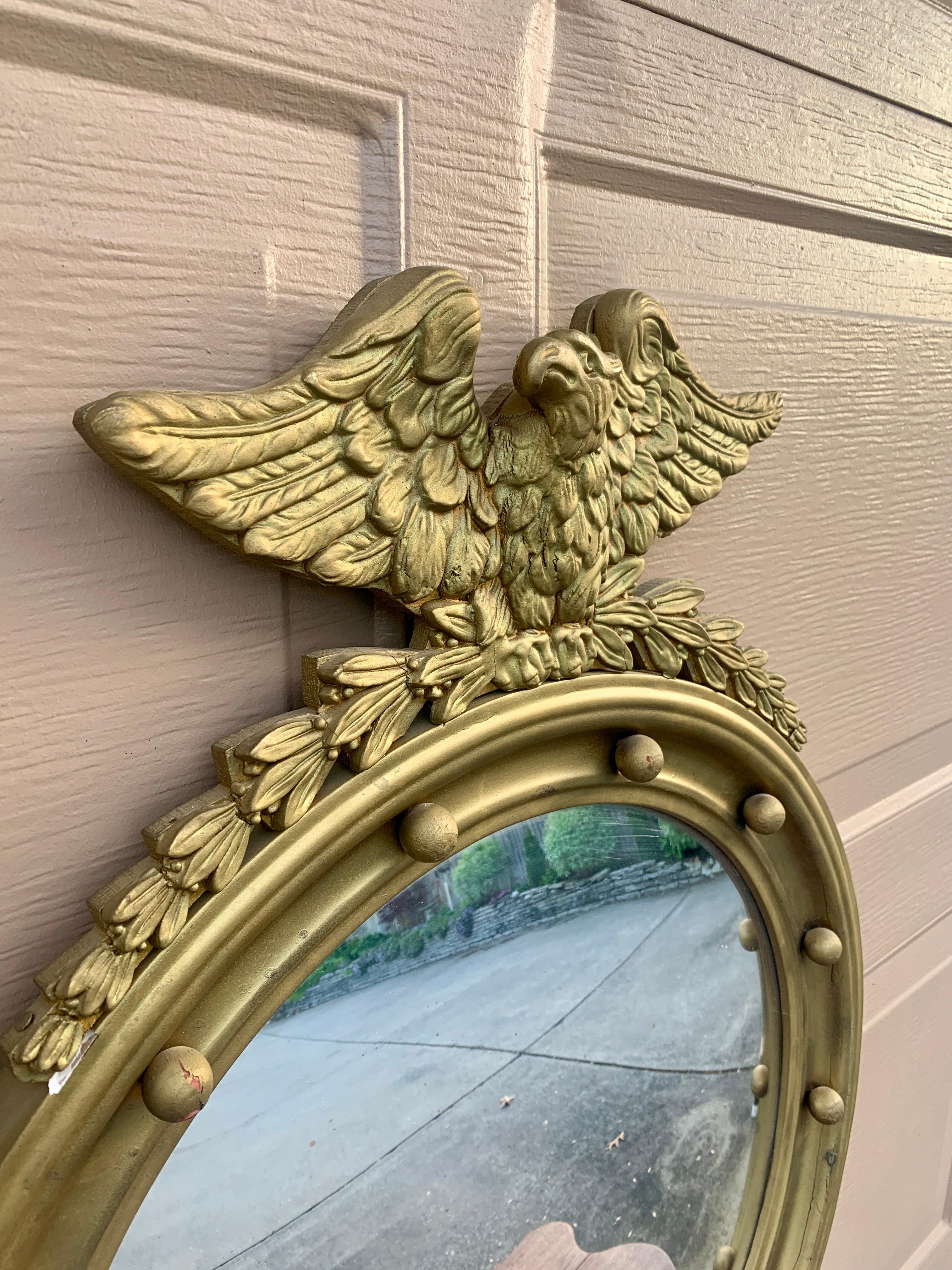 American Federal Giltwood Eagle Bullseye Convex Mirror For Sale 5