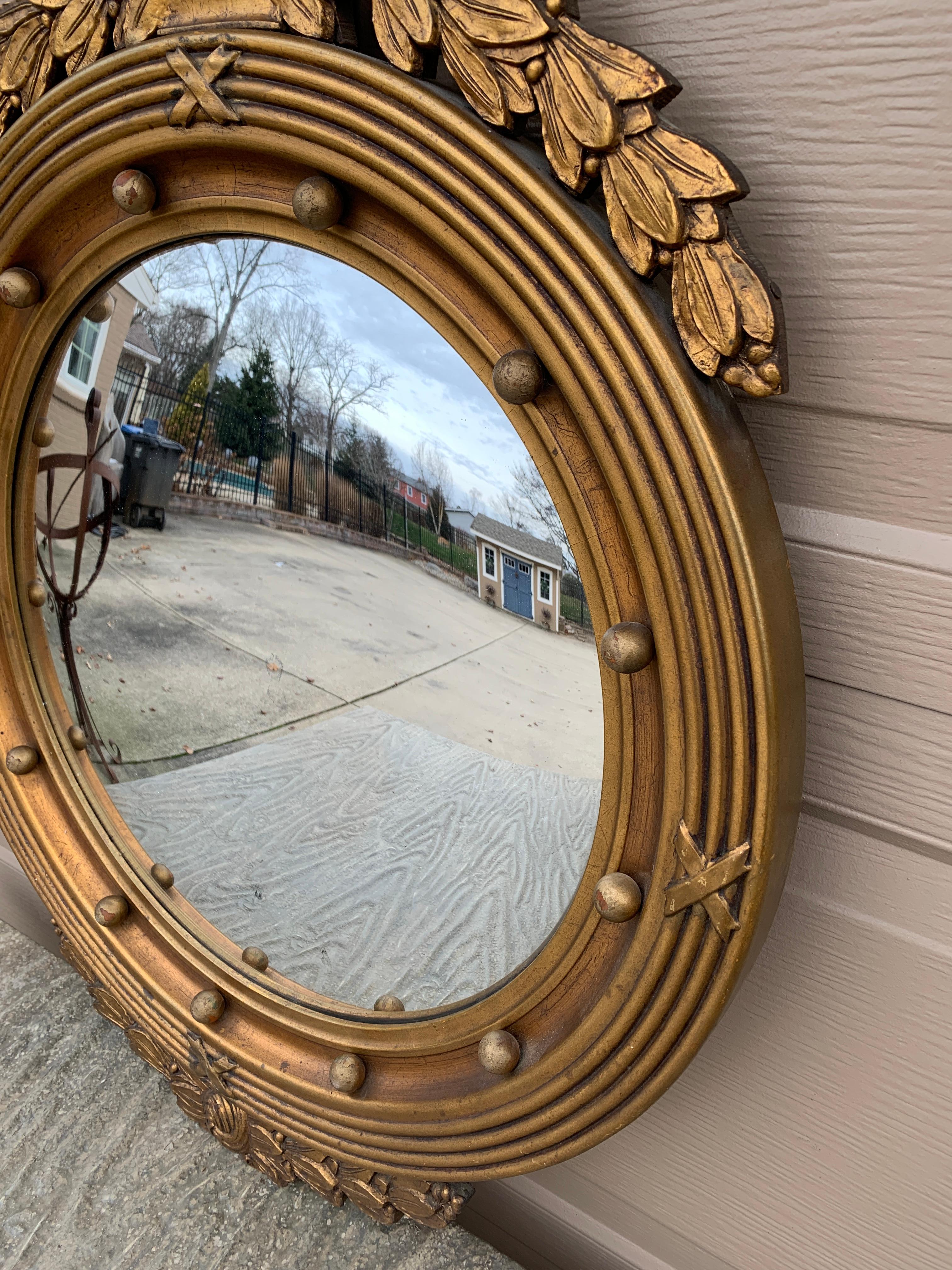 American Federal Giltwood Eagle Bullseye Convex Mirror For Sale 5