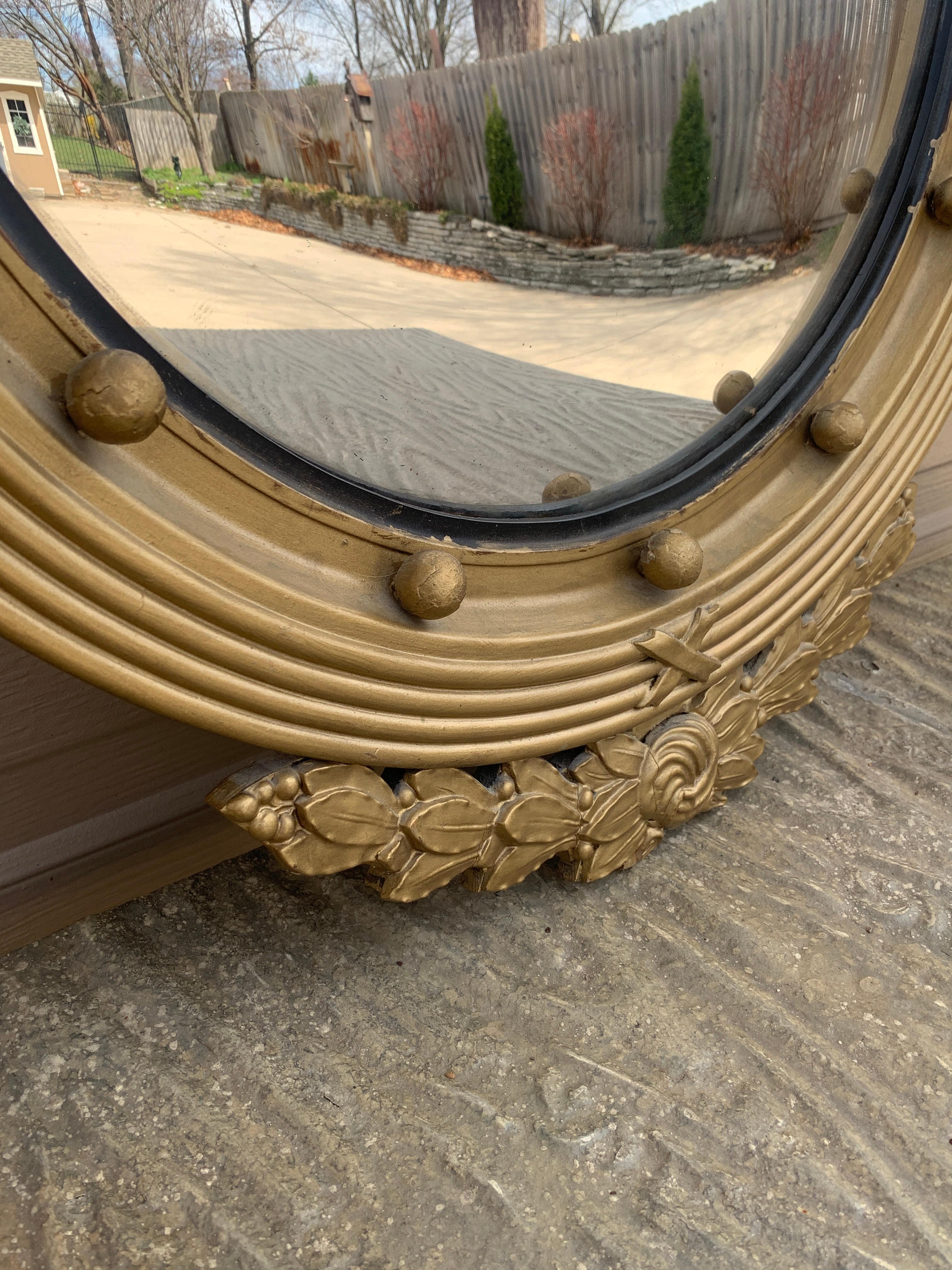 American Federal Giltwood Eagle Bullseye Convex Mirror For Sale 5