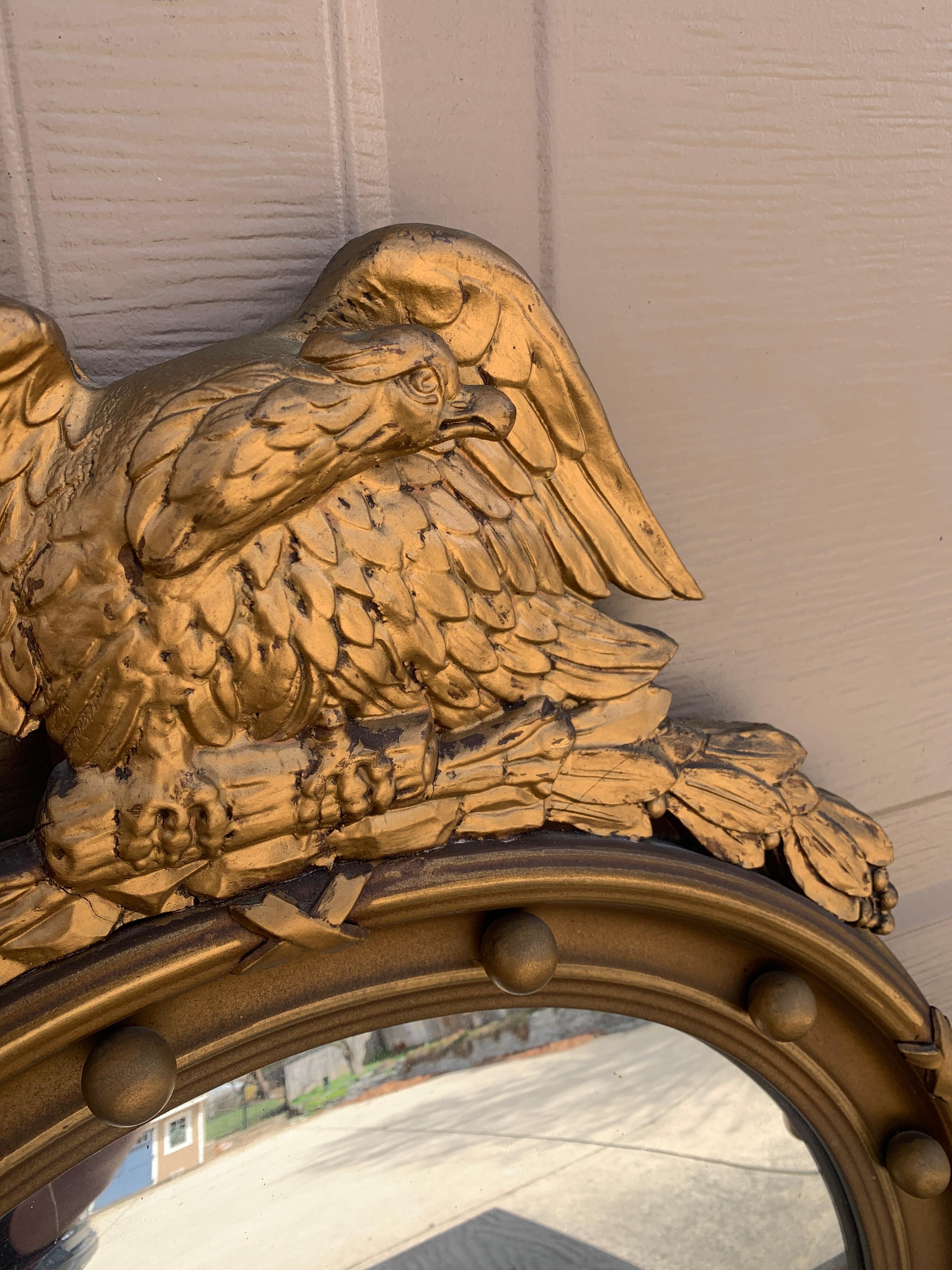 American Federal Giltwood Eagle Bullseye Convex Mirror For Sale 5