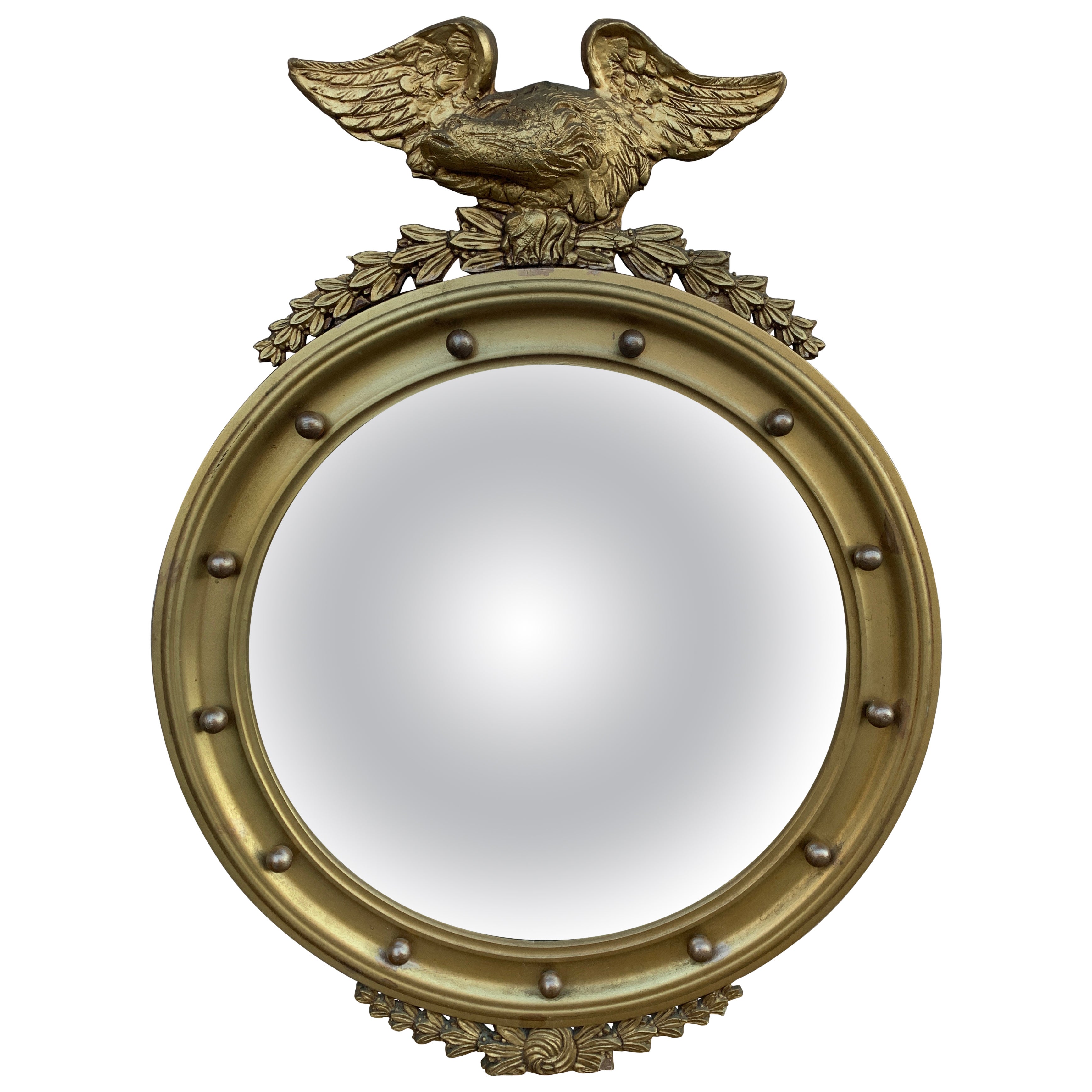 American Federal Giltwood Eagle Bullseye Convex Mirror