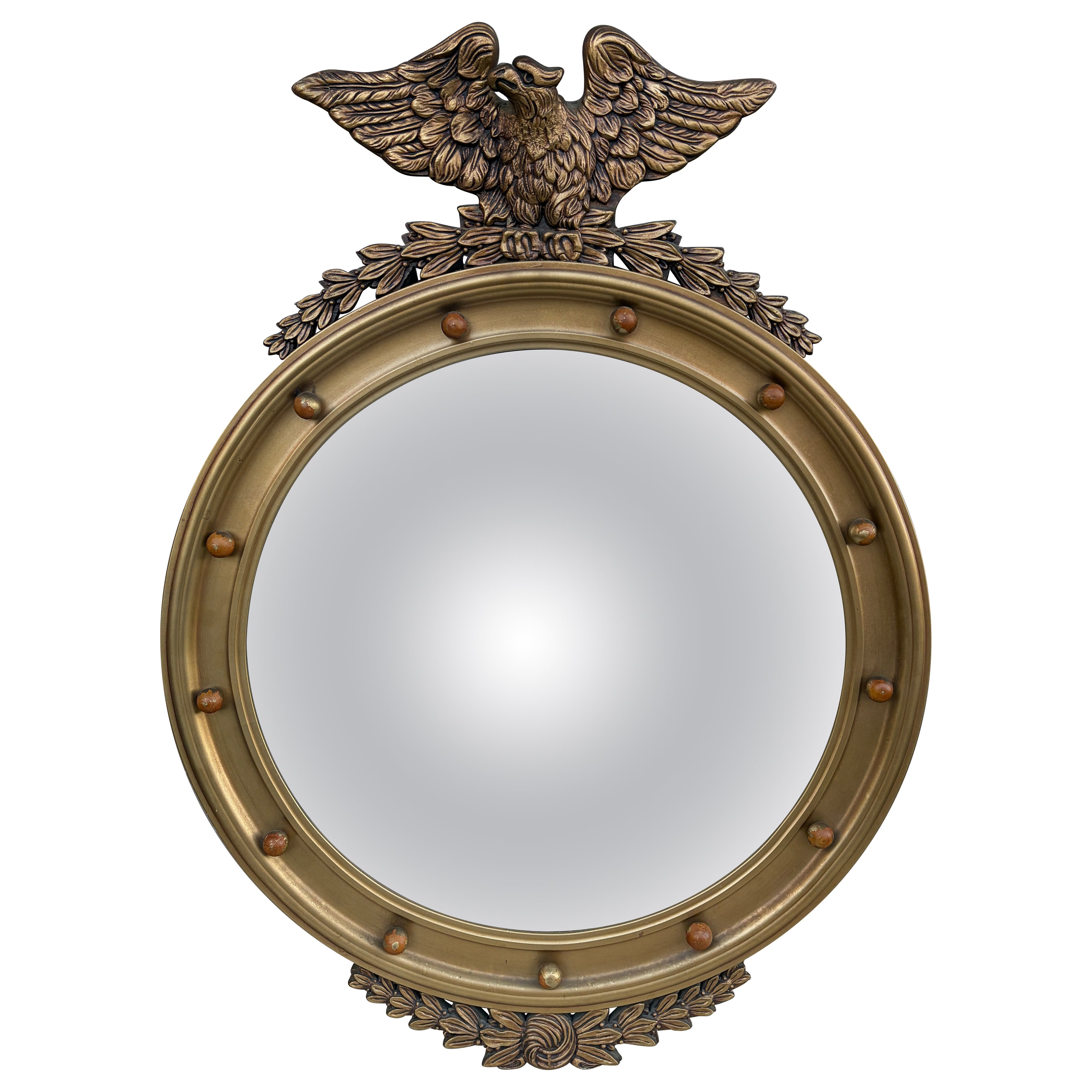 American Federal Giltwood Eagle Bullseye Convex Mirror