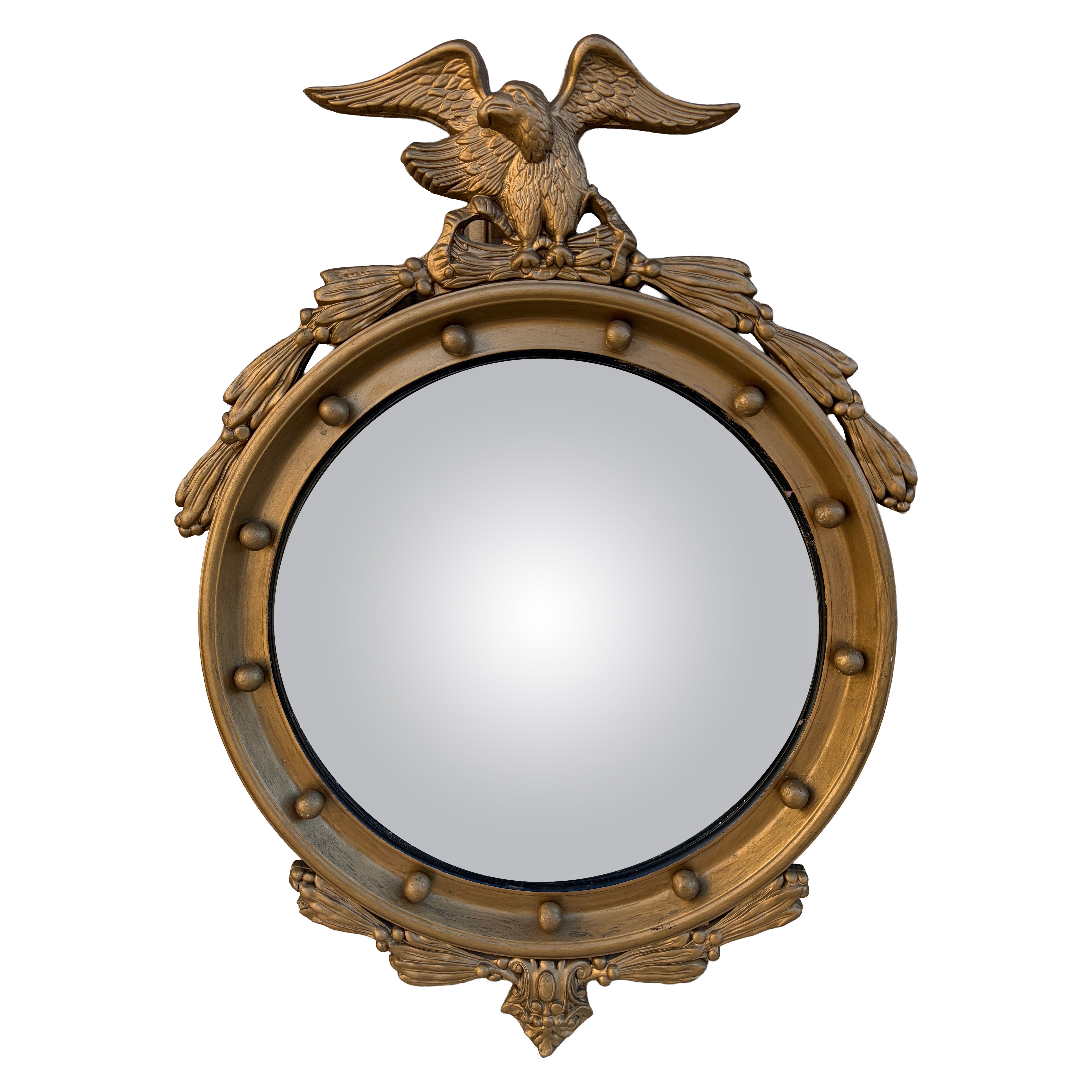 American Federal Giltwood Eagle Bullseye Convex Mirror