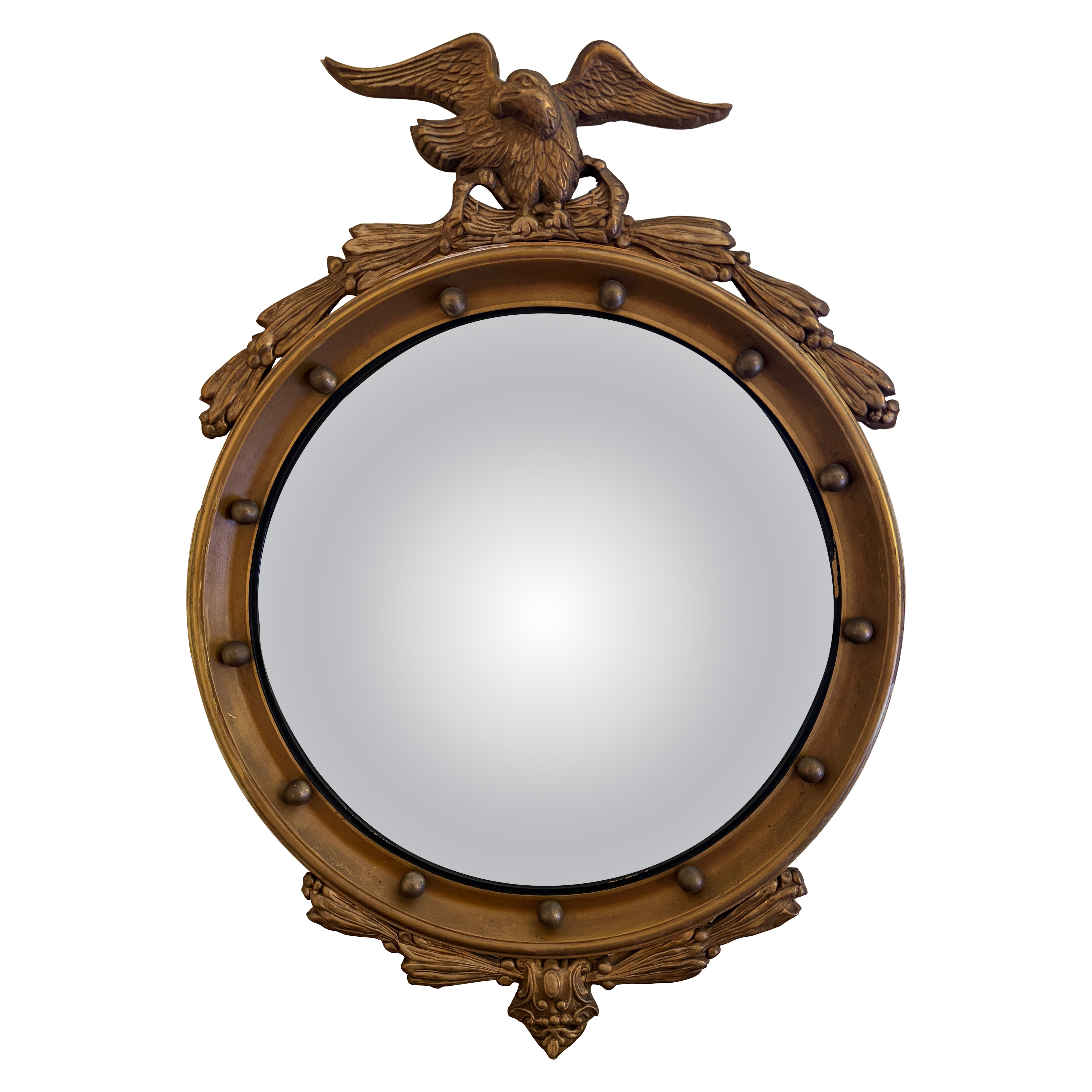 Specchio convesso American Feder Giltwood Eagle Bullseye in vendita