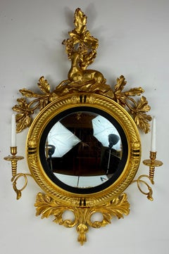American Federal Giltwood Stag Form Convex Girandole Mirror