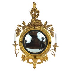 American Federal Giltwood Stag Form Convex Girandole Mirror