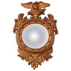 American Federal Gold Gilt Convex Bullseye Eagle Wall Mirror