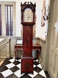 American Federal Grain Painted and Stenciled Tall Clock by Rufus Cole