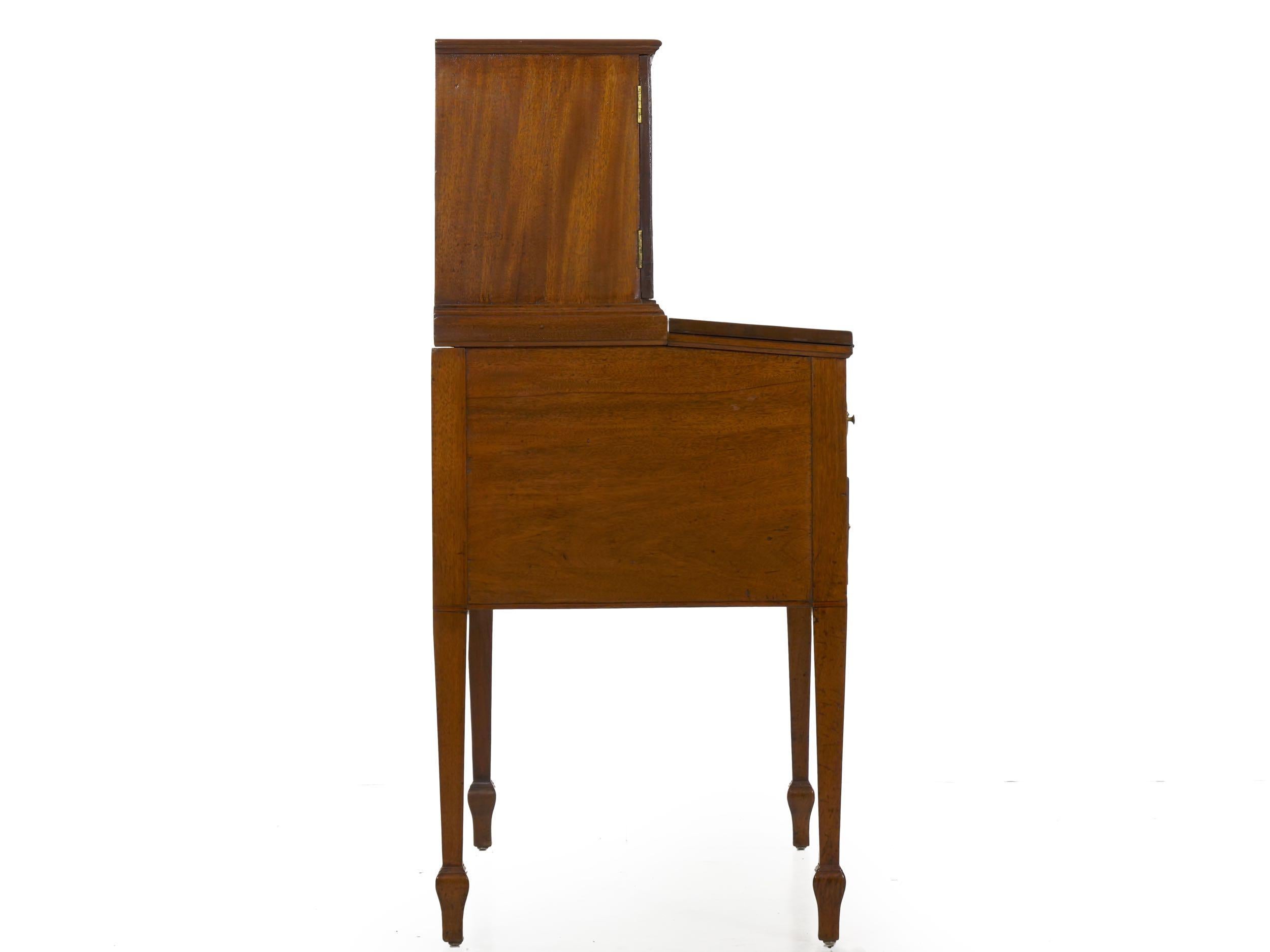 18th Century American Federal Inlaid Mahogany Antique Secretary Writing Desk, circa 1790-1810